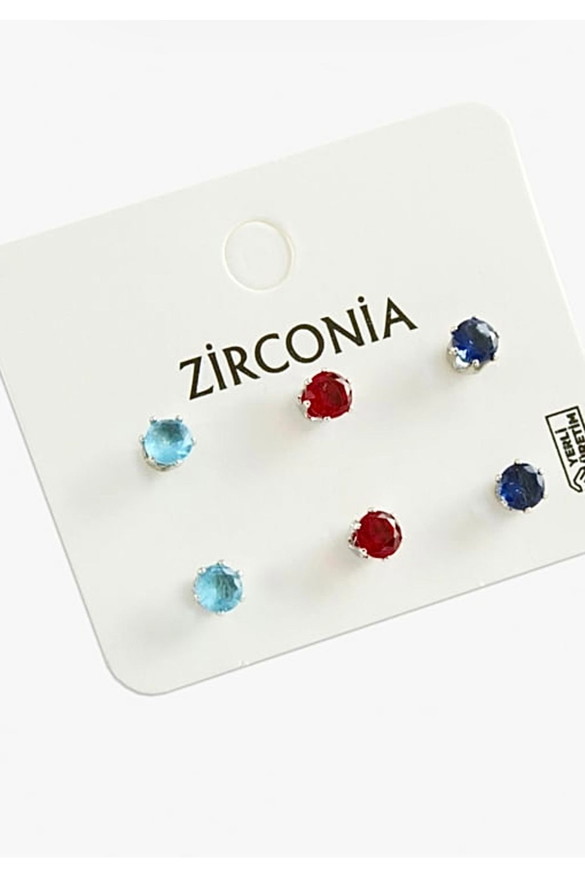 Grace Design Mavi yeşil lacivert set zirkon taş kadın küpe
