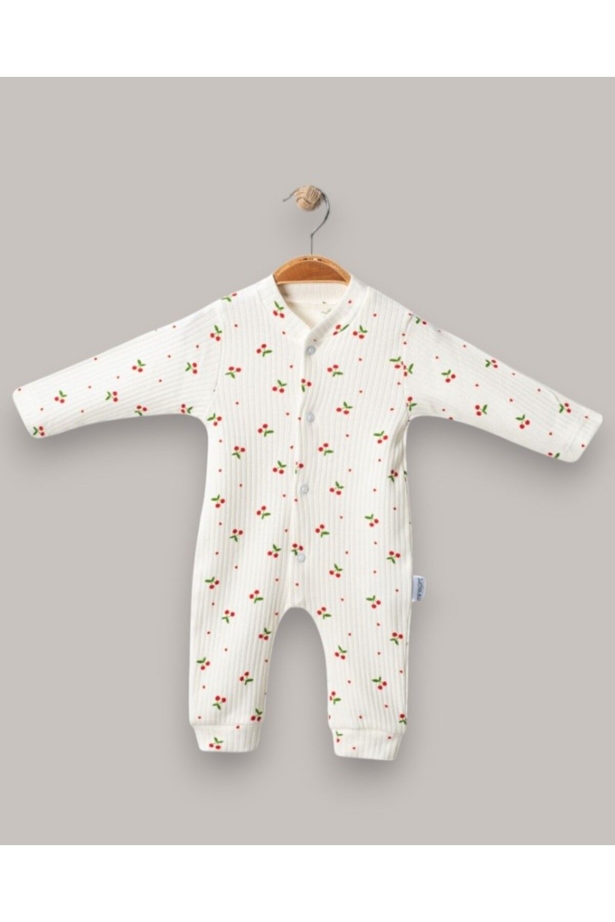 MINNOOSH BABY Kiraz Desenli Çıtçıt Kız Tulumu %100 Organik