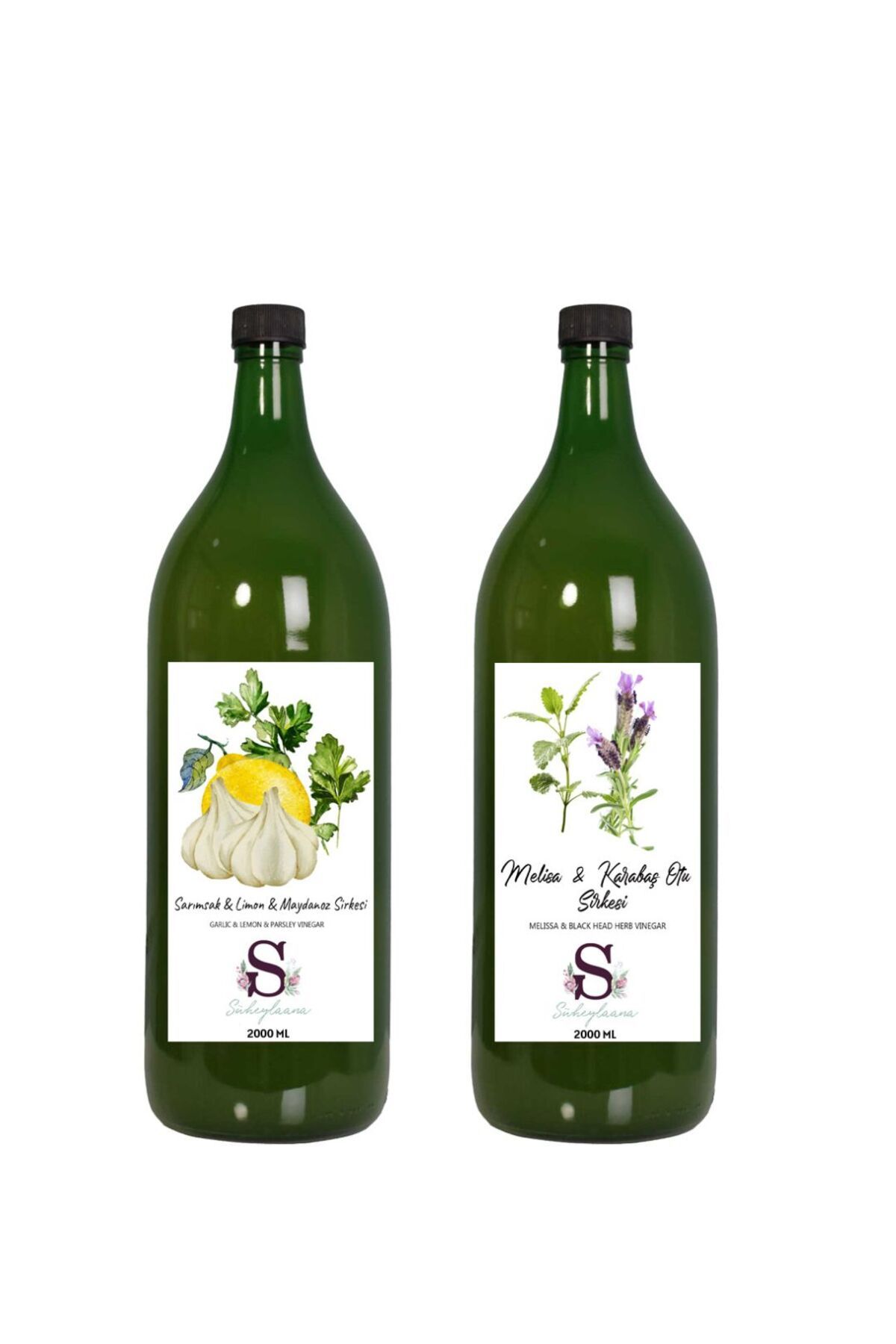 Süheylaana Doğal Sarımsak & Limon & Maydanoz Sirkesi 2000 Ml - Doğal Melisa Karabaş Otu Sirkesi 2000 Ml