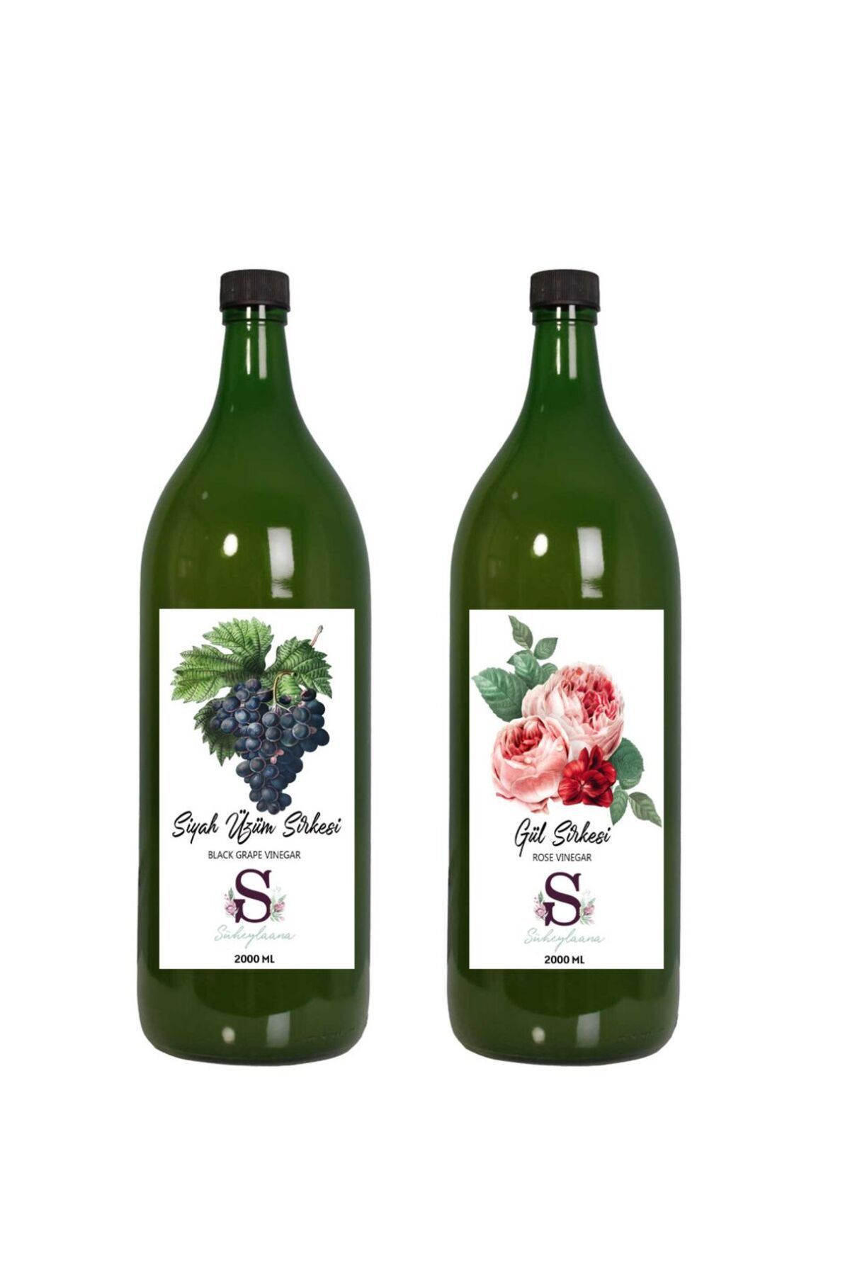 Süheylaana Doğal Siyah Üzüm Sirkesi 2000 Ml - Doğal Gül Sirkesi 2000 Ml