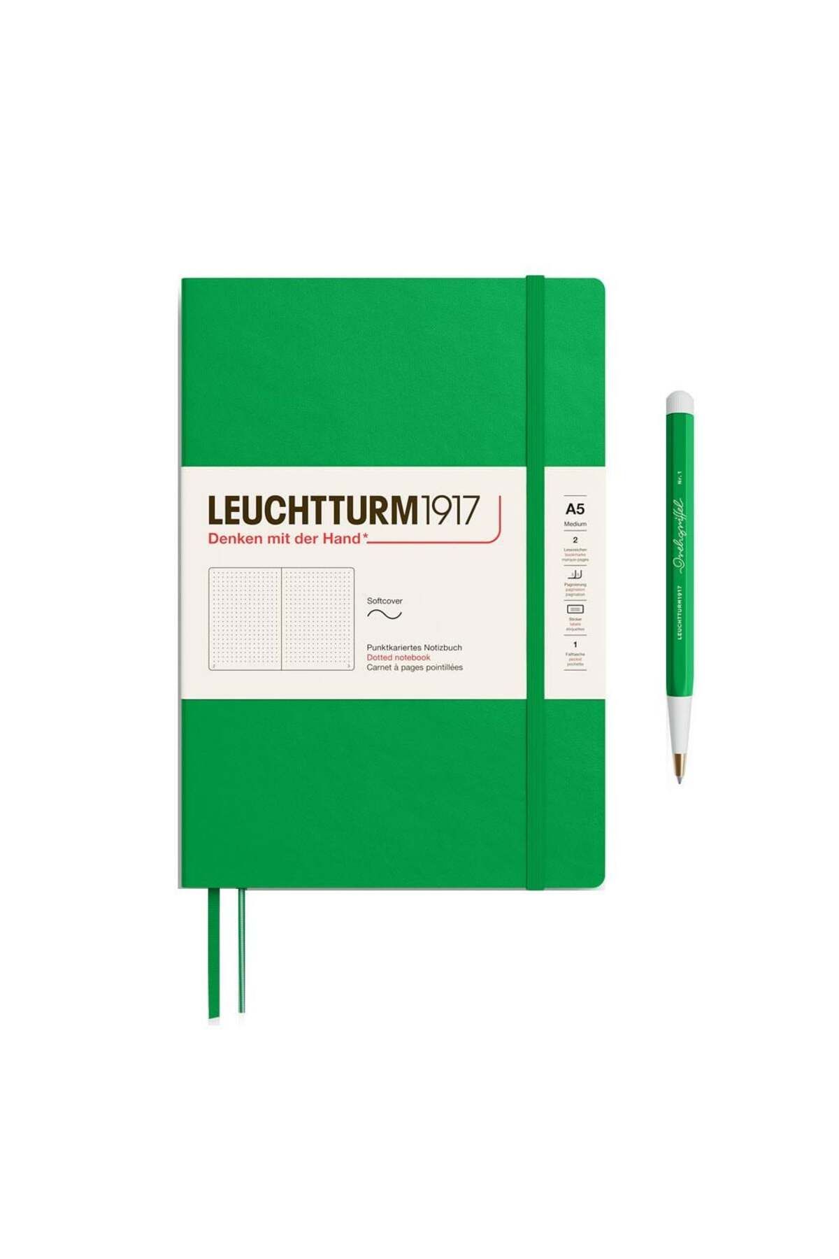 Leuchtturm1917 2025 Colors Orta Boy (A5), Yumuşak Kapak, 123 Sayfa, Çizgisiz Defter Spring Leaf 3722
