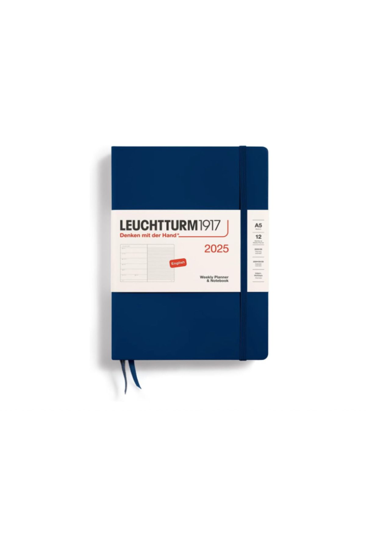 Leuchtturm1917 2025 Haftalık Planlayıcı Ve Not Defteri, Orta Boy (A5), 144 Sayfa, Ingilizce, Çizgili