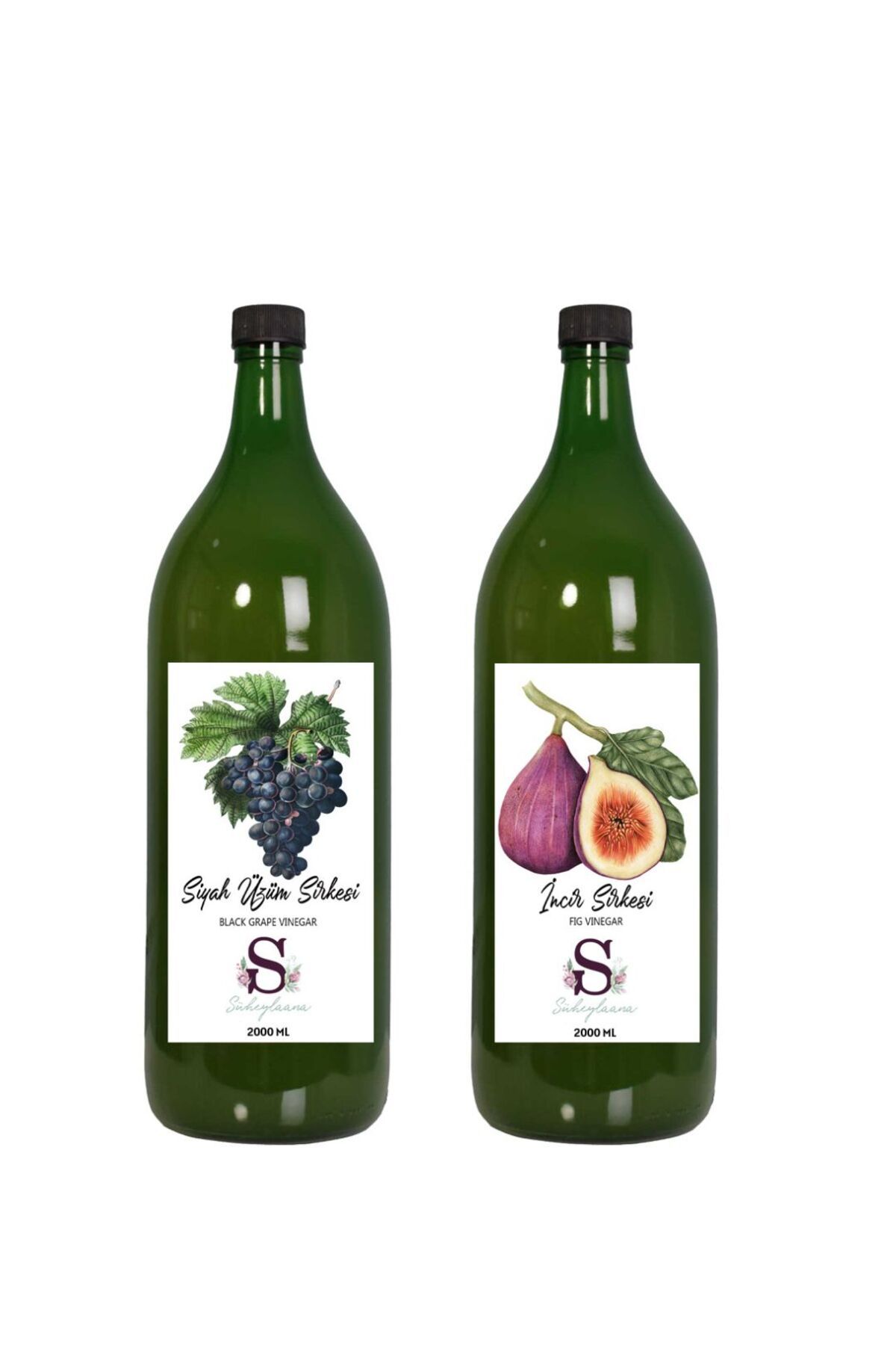 Süheylaana Doğal Siyah Üzüm Sirkesi 2000 Ml - Doğal İncir Sirkesi 2000 Ml