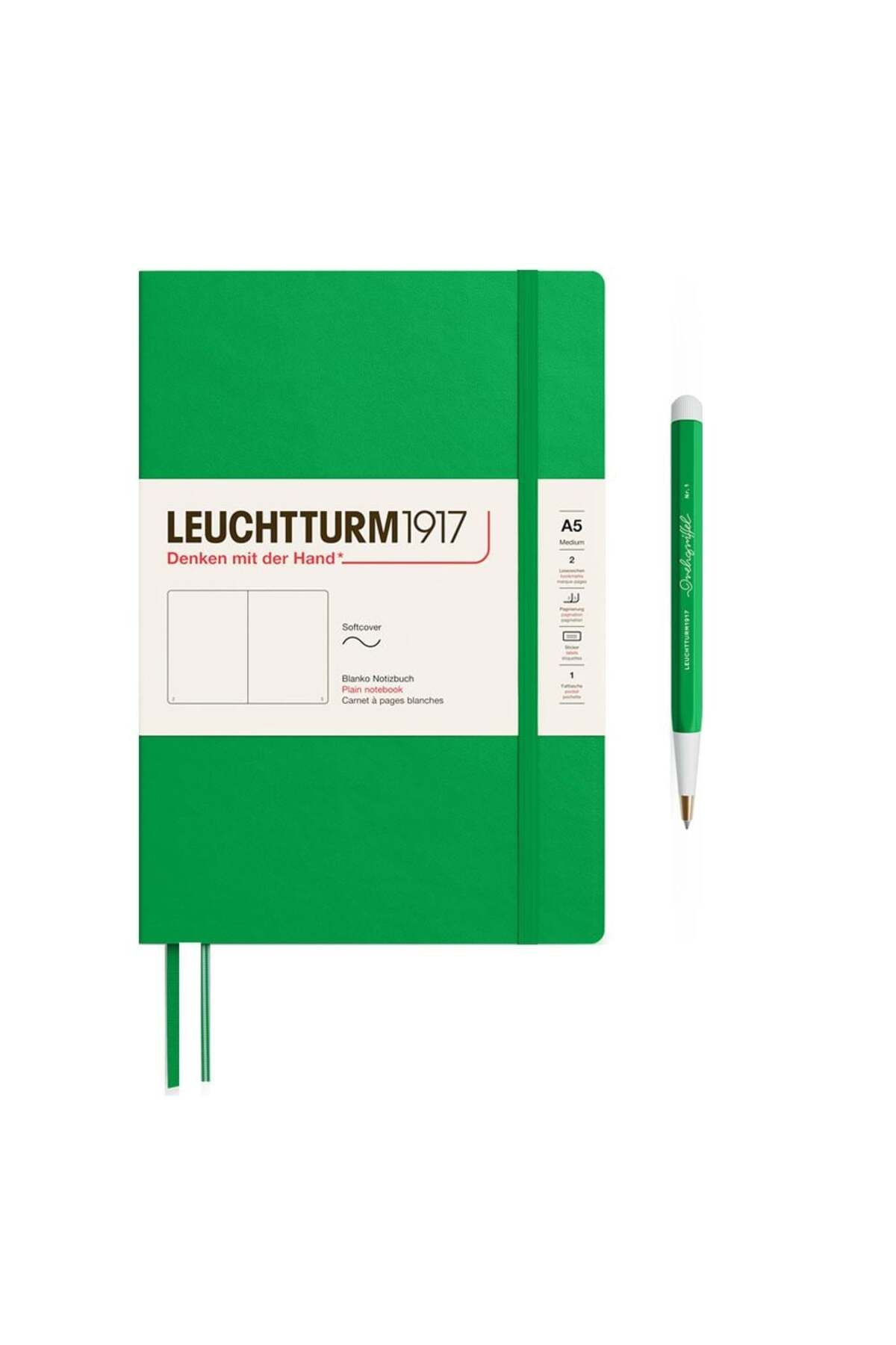 Leuchtturm1917 2025 Colors Orta Boy (A5), Yumuşak Kapak, 123 Sayfa, Çizgisiz Defter Spring Leaf 3722