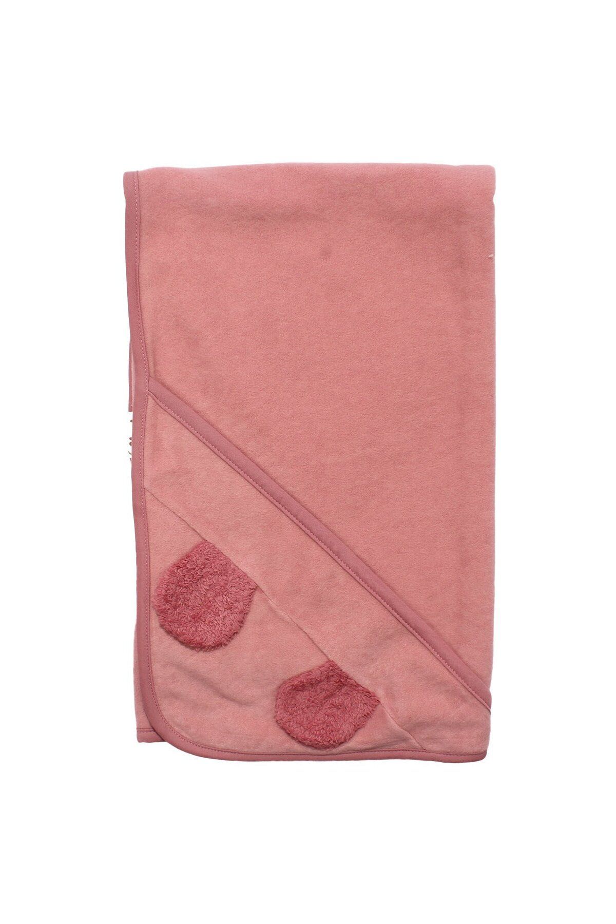 bebegen Unisex Pembe Polar Kulaklı Battaniye 90x90 cm