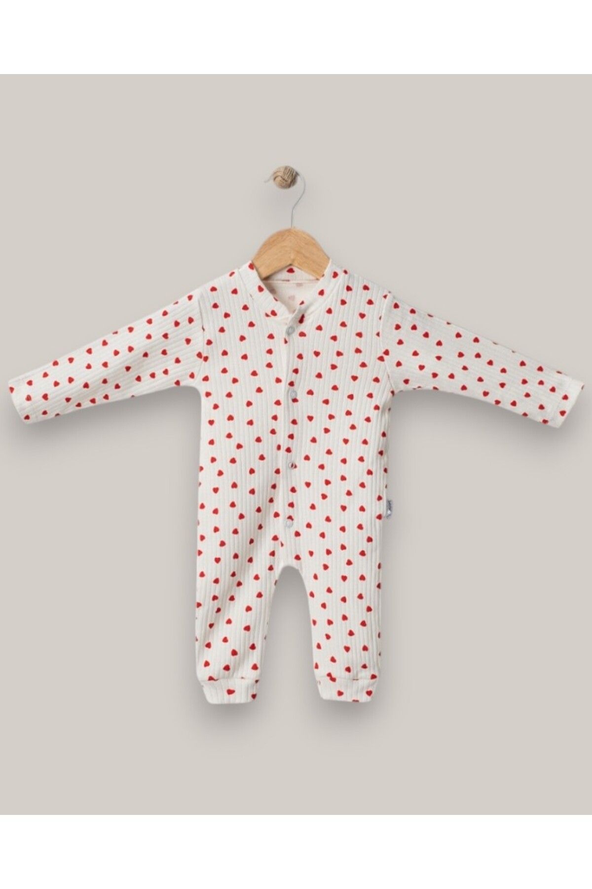 MINNOOSH BABY Kalp Desenli Çıtçıt Kız Tulumu %100 Organik