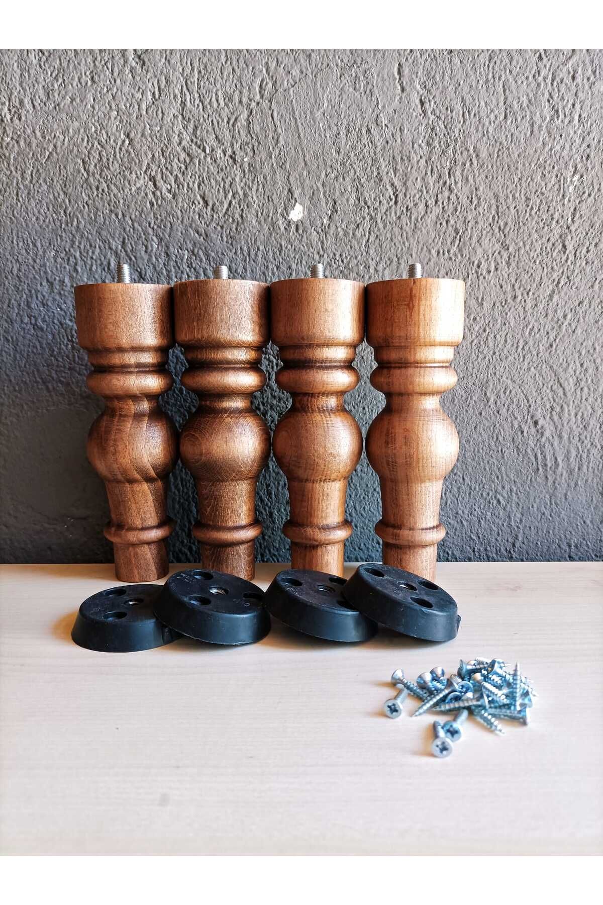 Dijital Bazar DİJİTAL BAZAR SÜMBÜL 17 CM CEVİZ 4 LÜ TORNA AYAK