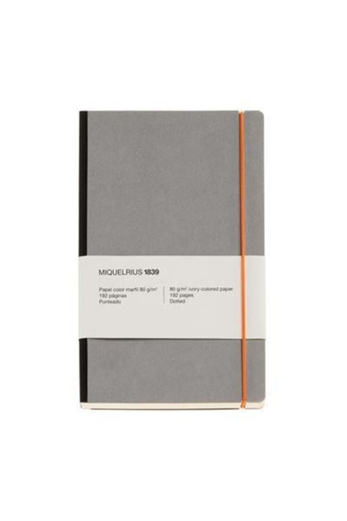 Unmeiprojects Miquelrius Retro Sert Kapak A5 Noktalı Lastikli Defter - Gri