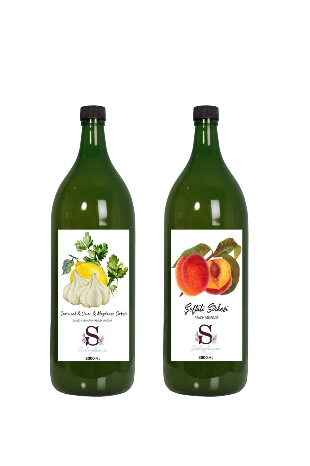 Süheylaana Doğal Sarımsak & Limon & Maydanoz Sirkesi 2000 Ml - Doğal Şeftali Sirkesi 2000 Ml