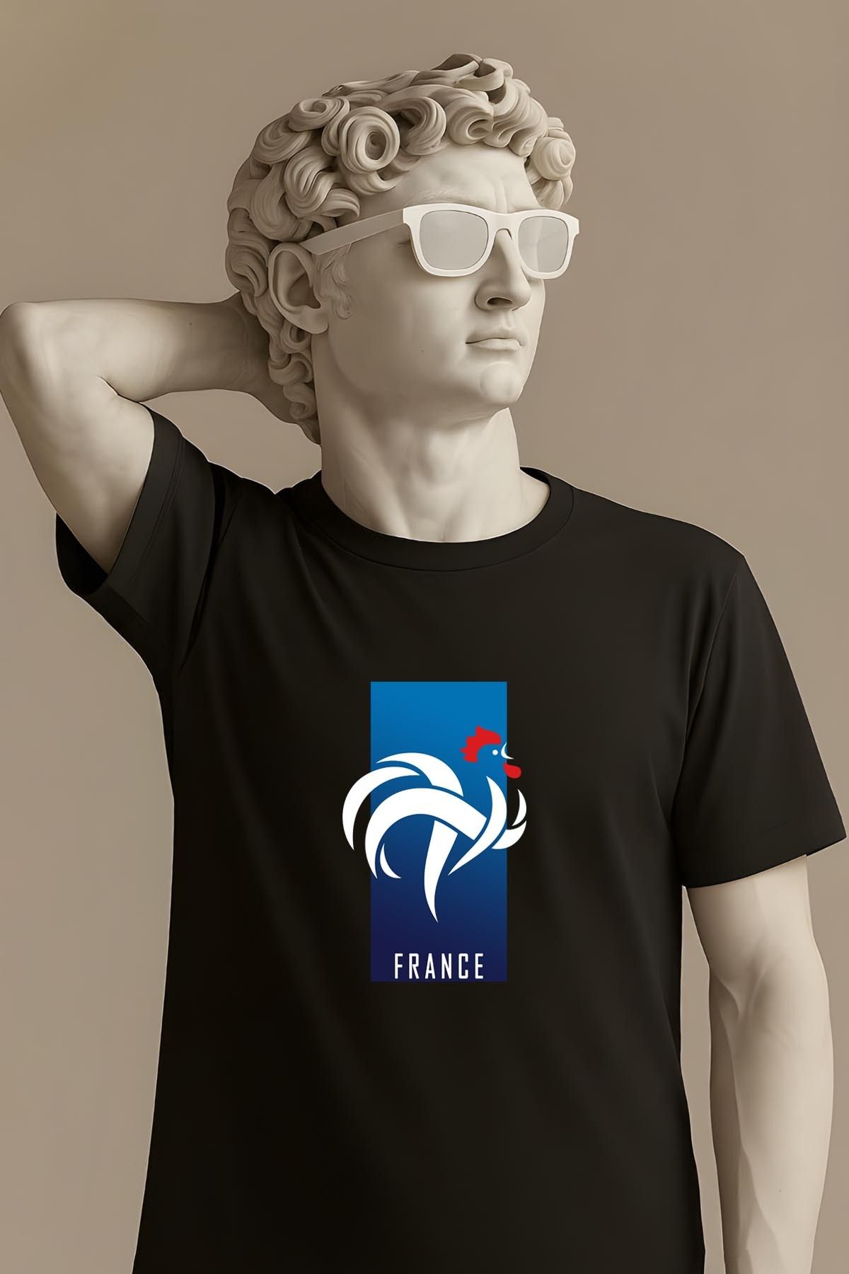 362BASKI Fransa Milli Takım Minimal Tasarım Logo Baskılı Tshirt