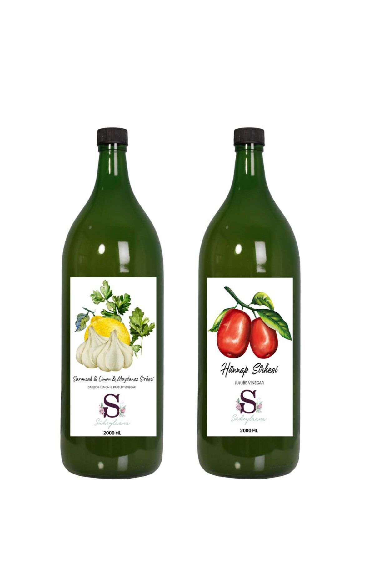Süheylaana Doğal Sarımsak & Limon & Maydanoz Sirkesi 2000 Ml - Doğal Hünnap Sirkesi 2000 Ml