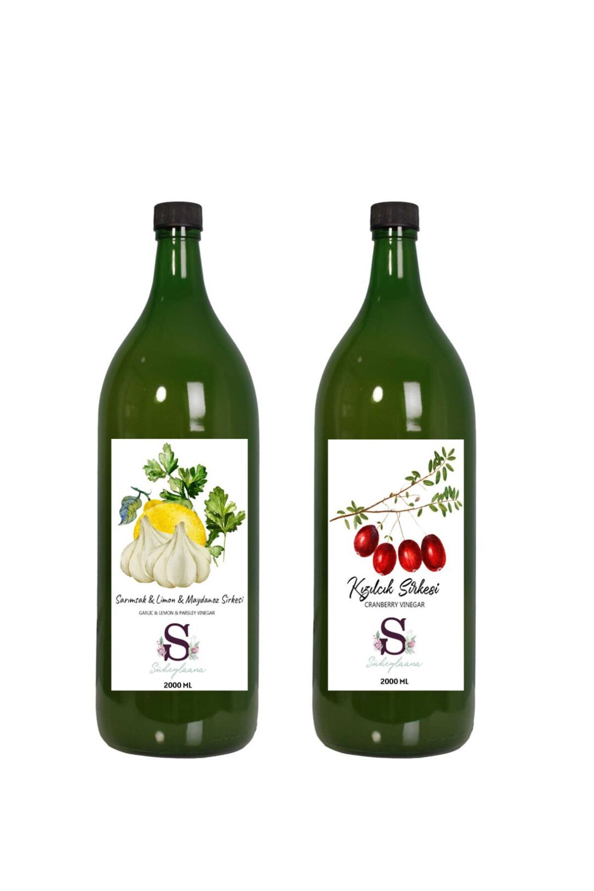 Süheylaana Doğal Sarımsak & Limon & Maydanoz Sirkesi 2000 Ml - Doğal Kızılcık Sirkesi 2000 Ml