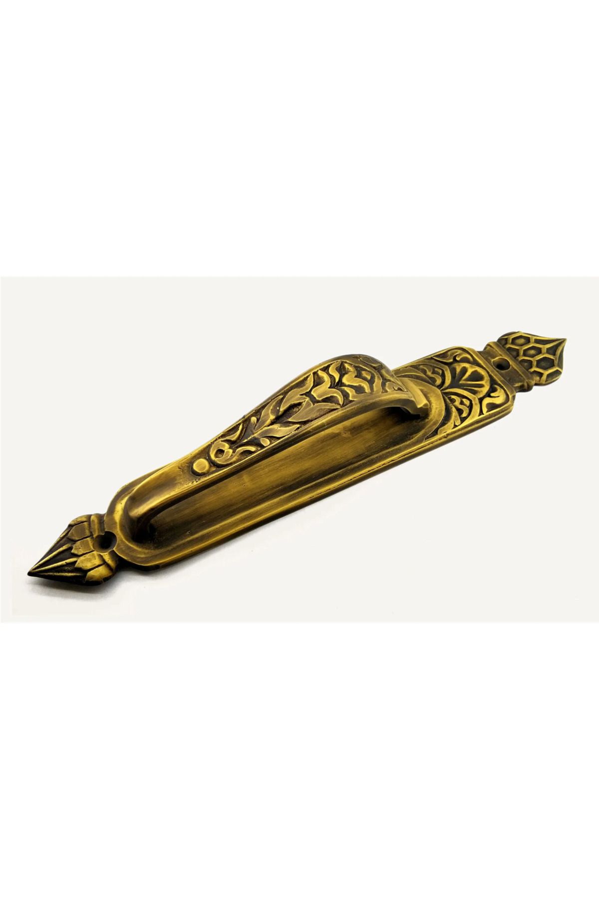 Modafiks Antika Tarz Dekoratif Pirinç Kubbeli Çekme Kapı Kolu - 396x68 Mm Antik