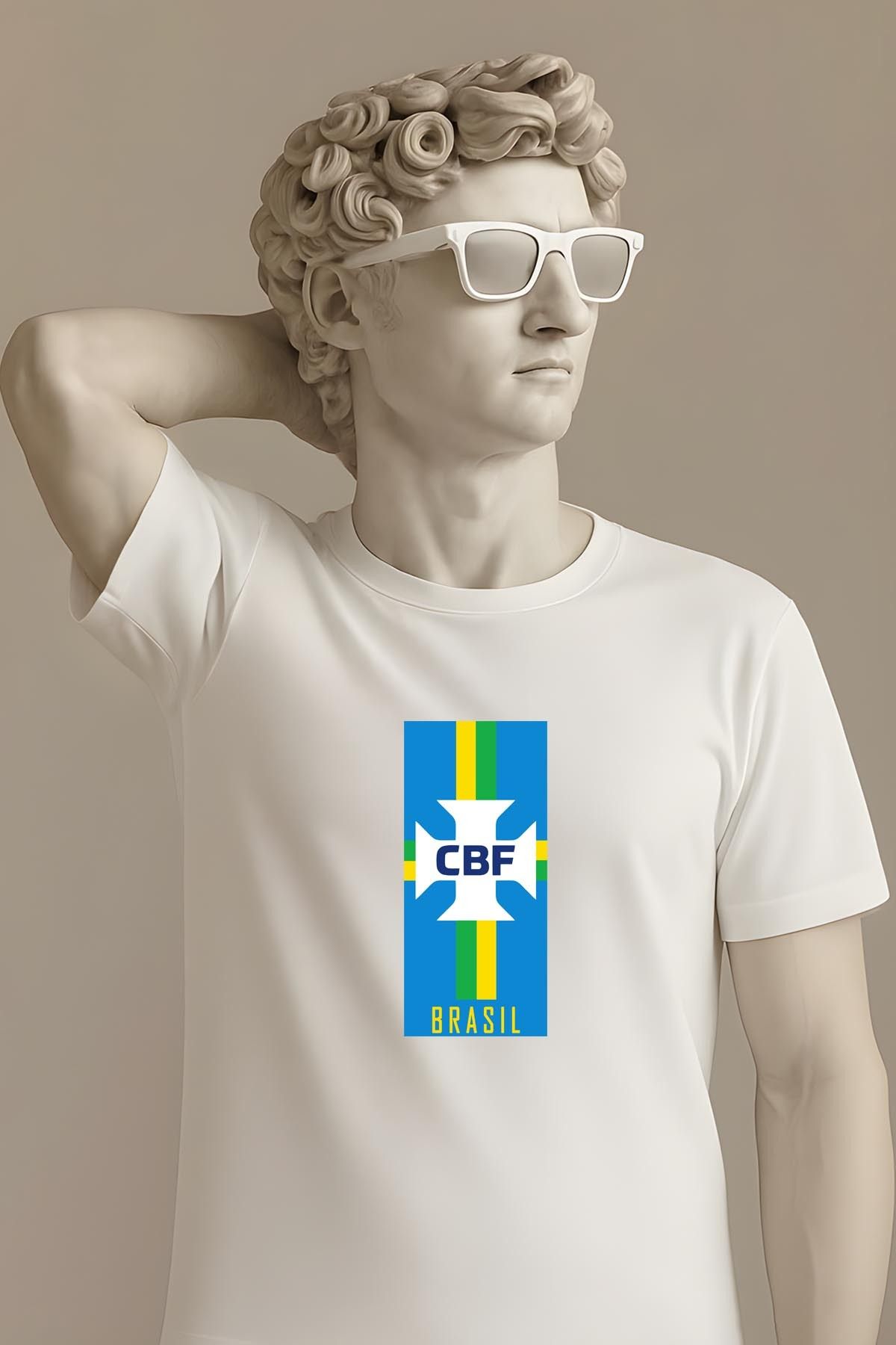 362BASKI Brezilya Milli Takım Minimal Tasarım Logo Baskılı Tshirt