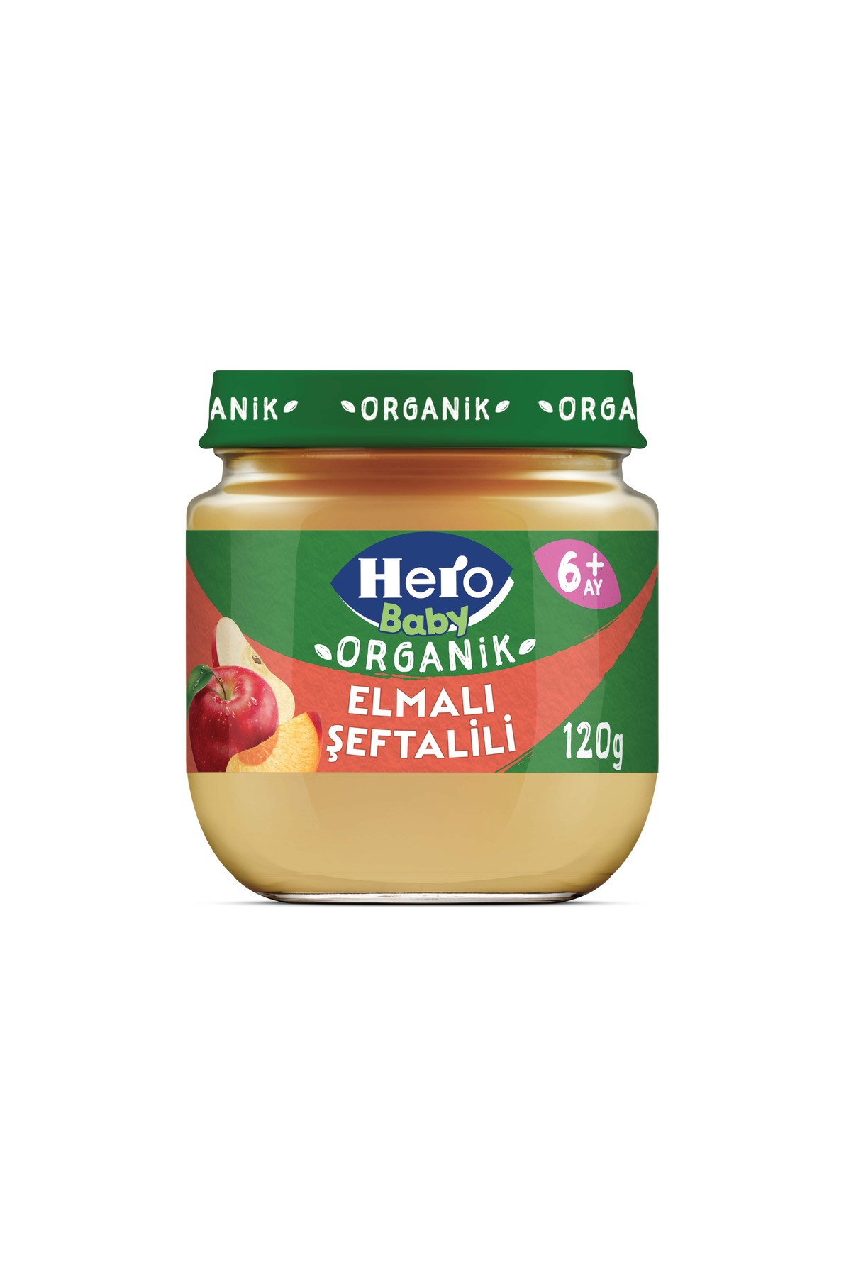 Hero Baby Organik Elma Şeftali Püresi Kavanoz Mama 120g x6 fotoğrafı 4 (önizleme)