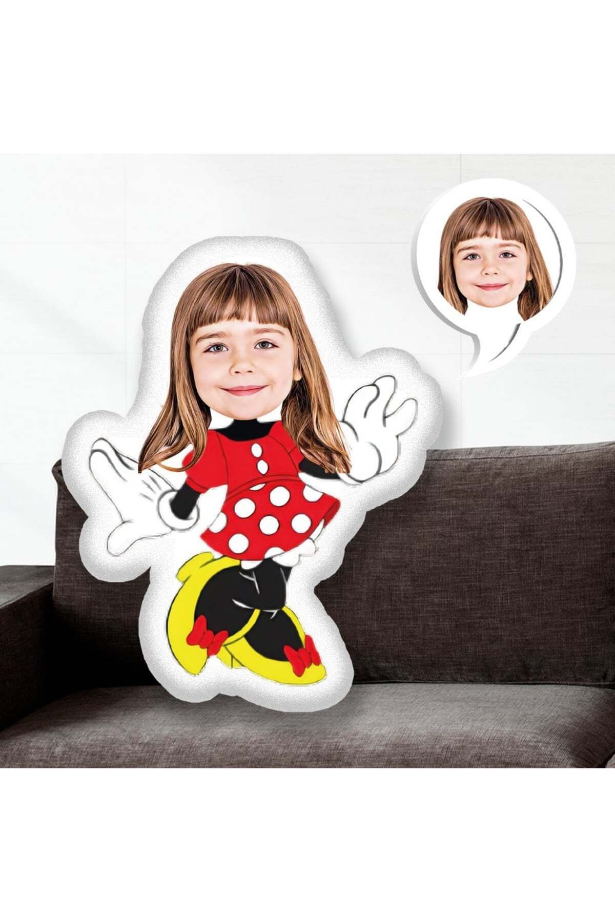 EJOYA Kişiye Özel Fotoğraflı Minnie Mouse Yastık 115272 30 cm