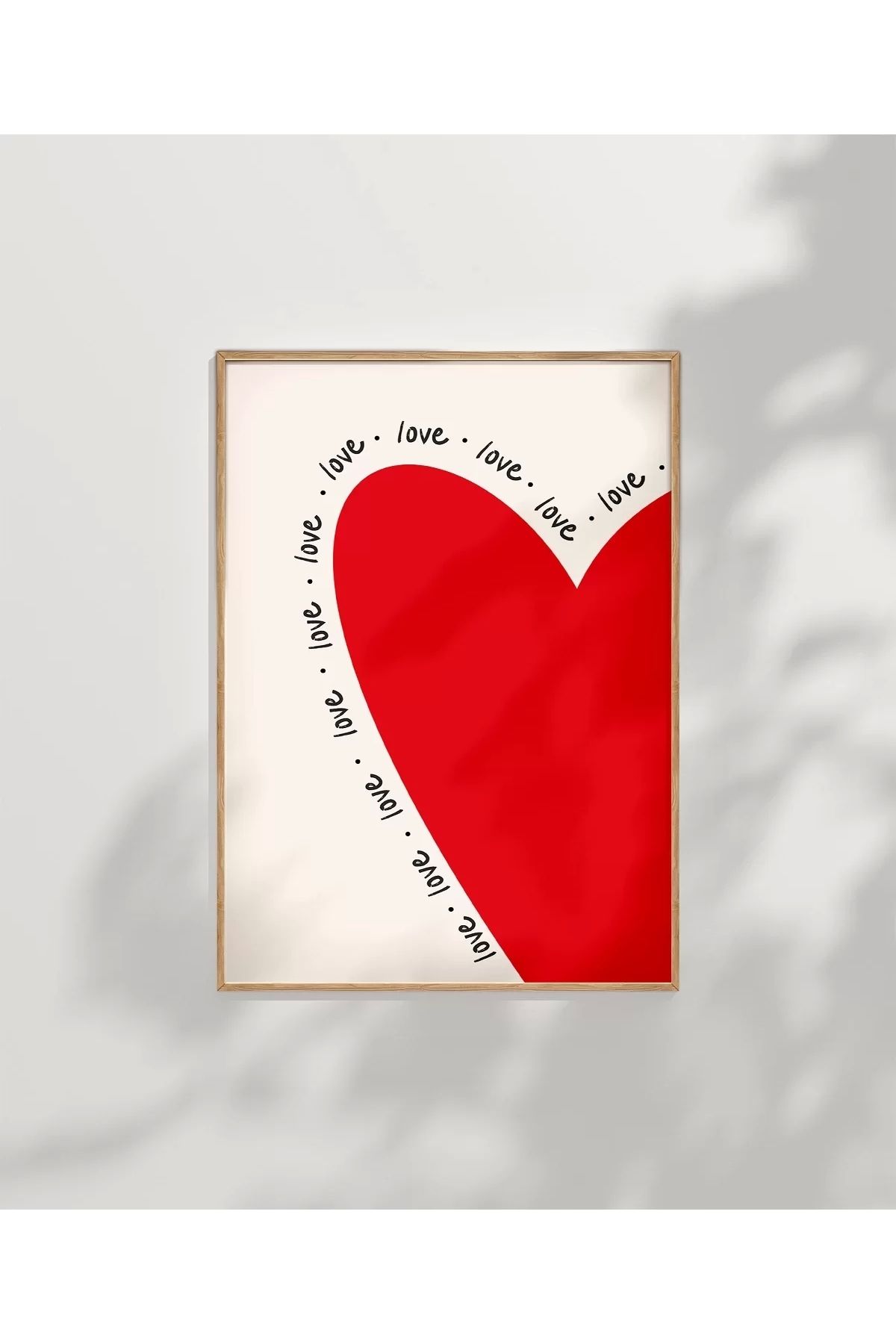 VOGLOO Çerçevesiz Poster Love Yazılı Kalp Tasarımlı