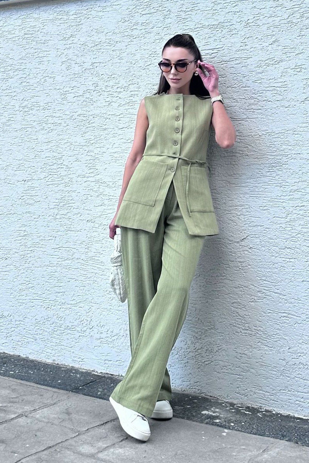 Modamesta Andrea Premium Keten Pantolon Yelek Takım