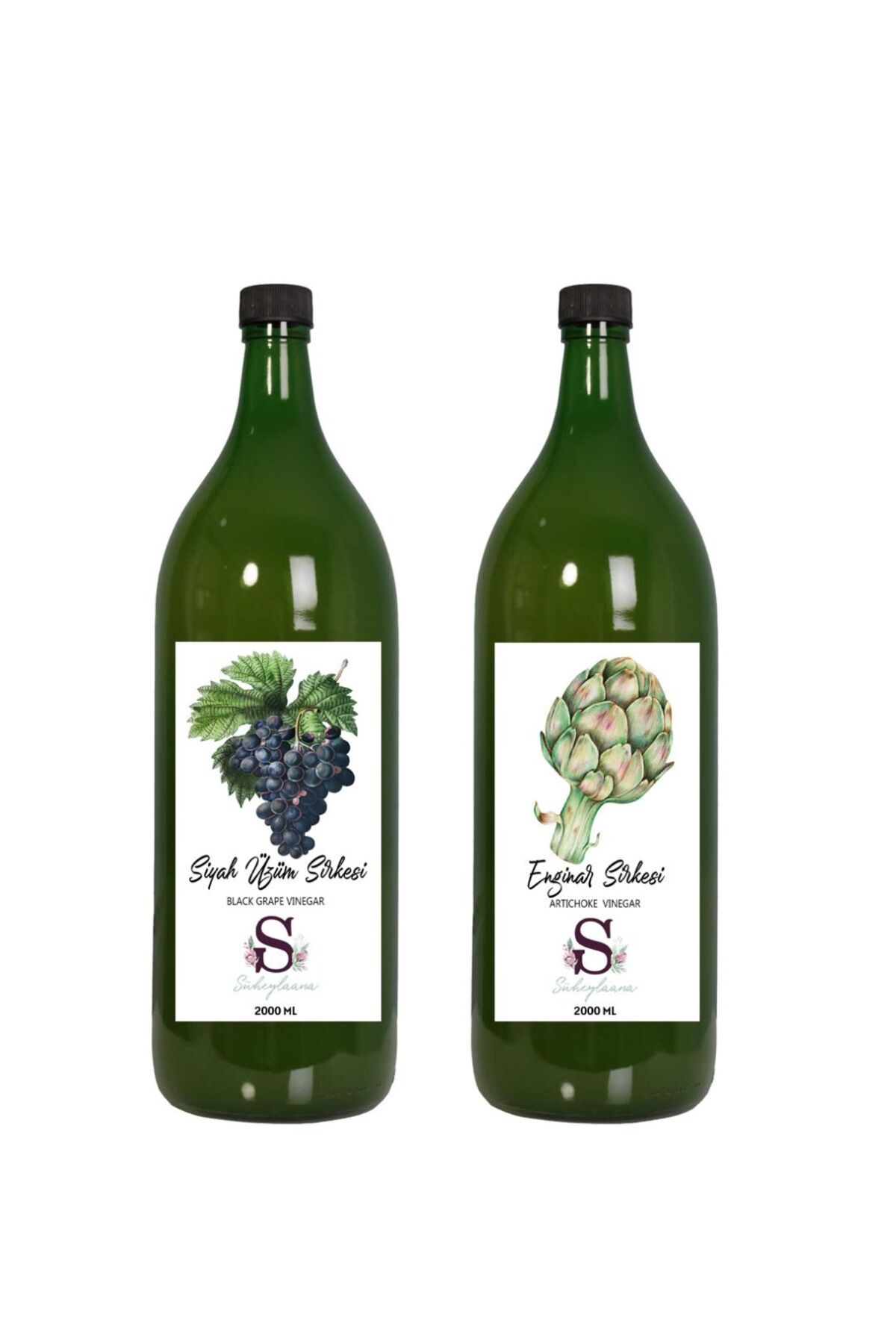 Süheylaana Doğal Siyah Üzüm Sirkesi 2000 Ml - Doğal Enginar Sirkesi 2000 Ml
