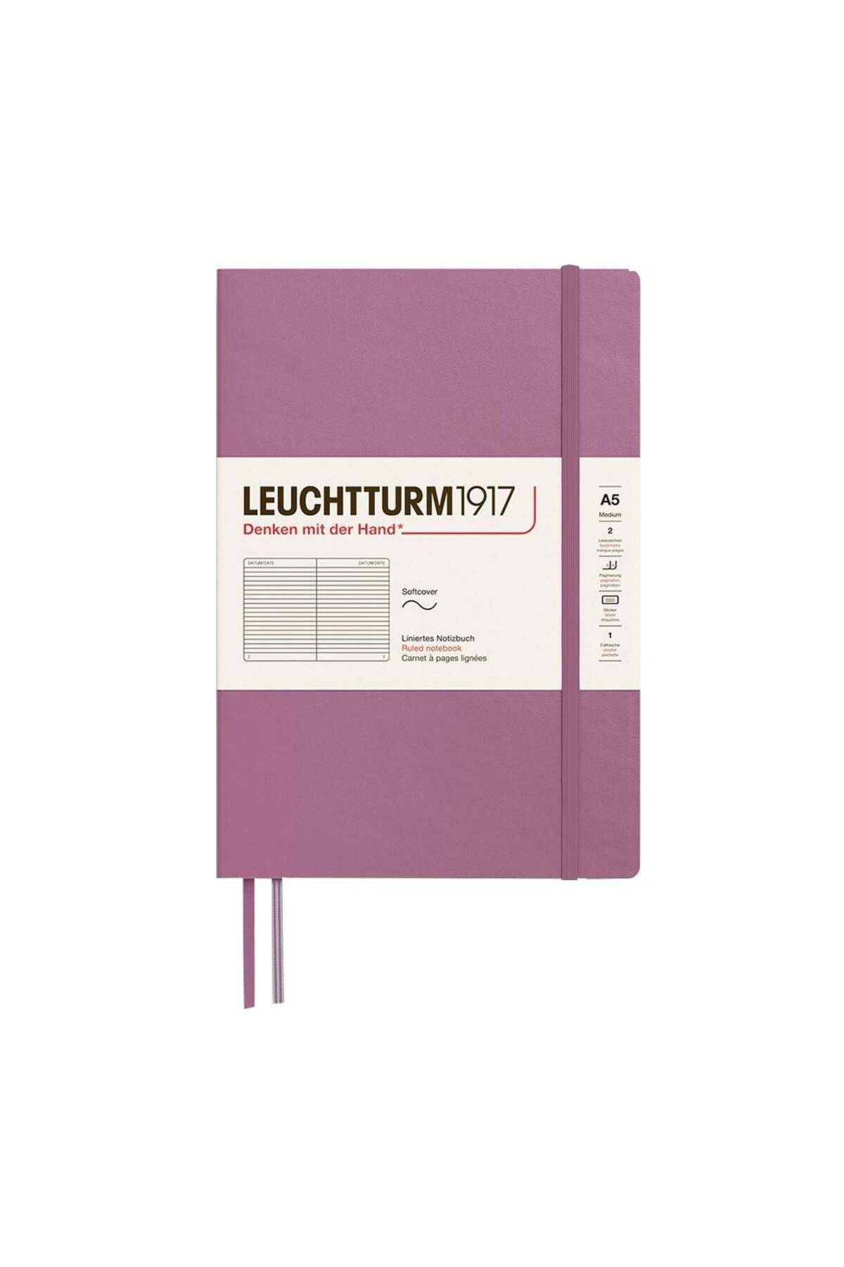 Leuchtturm1917 2025 Colors Orta Boy (A5), Sert Kapak, 251 Sayfa, Çizgili Defter Dusty Rose 372186