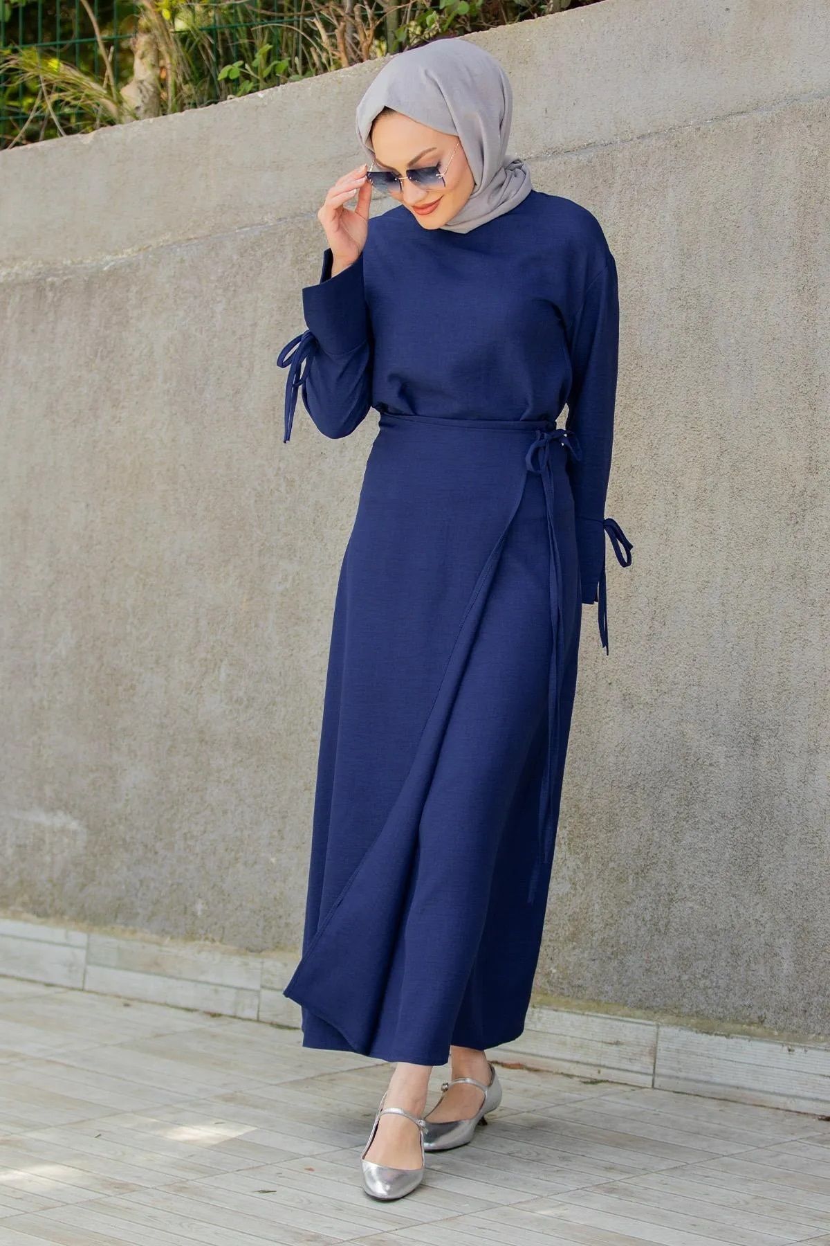 Trendy Butik Kadın Trendy Butik Anvelop Bağlamalı Etek Bluz Takım-Lacivert