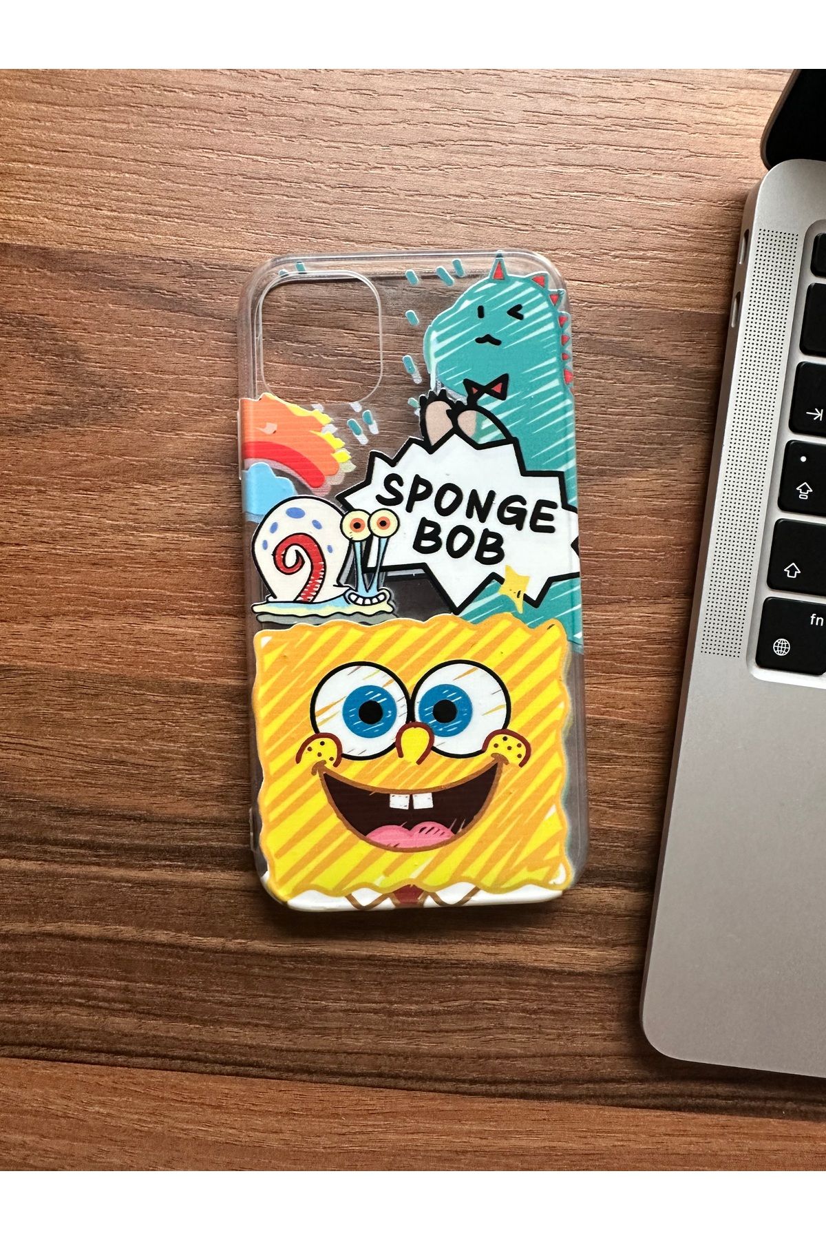 Mobildizayn iPhone 16 PRO Uyumlu Süngerbob Desenli Şeffaf Telefon Kılıfı