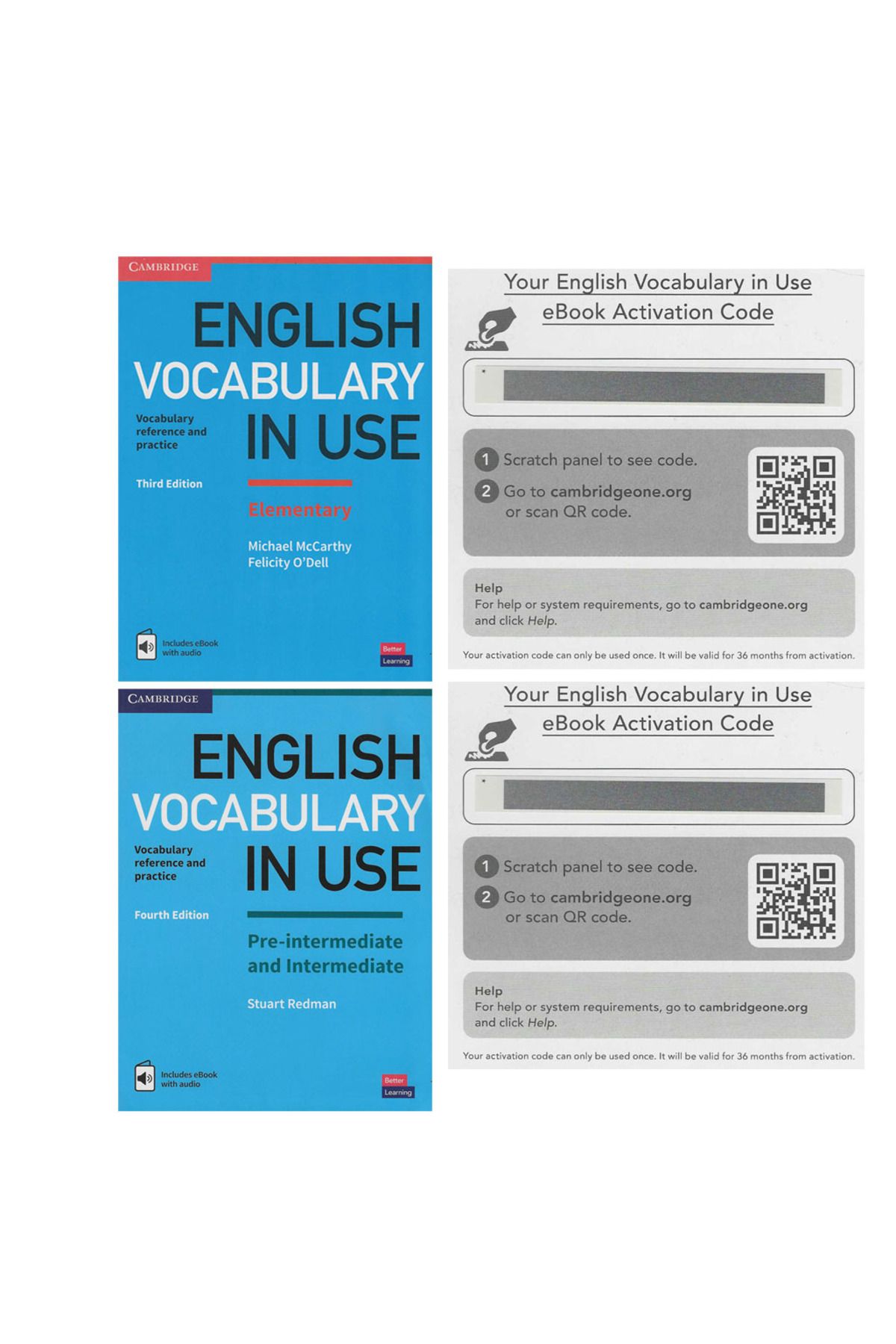 Cambridge University Press English Vocabulary in Use Elemantary ve Pre Intermediate with answers and eBook ONLİNE KODLUDUR