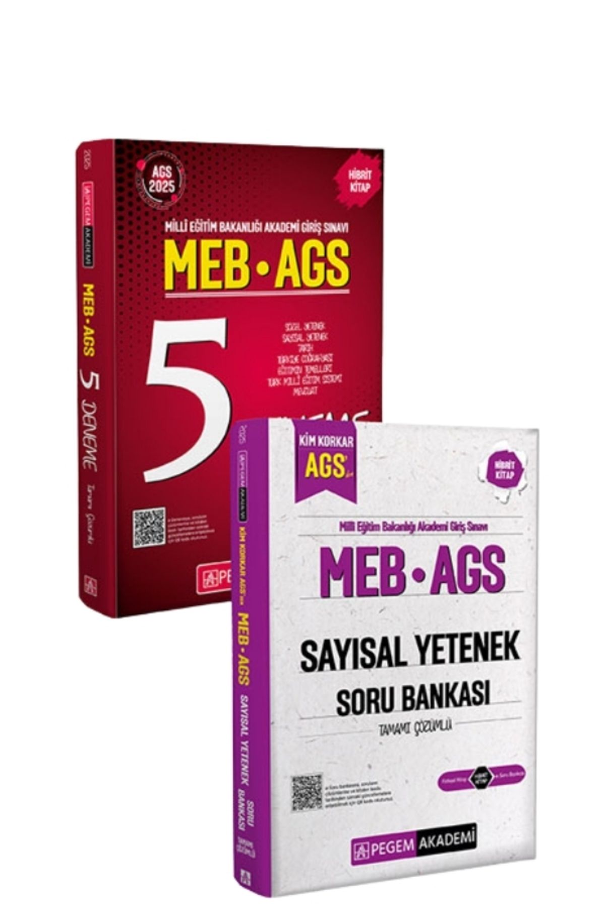 Pegem Akademi Yayıncılık PEGEM 2025 MEB AGS 5 Deneme + Sayısal Yetenek Soru Bankası Seti | 2 Kitap | Tamamı Çözümlü