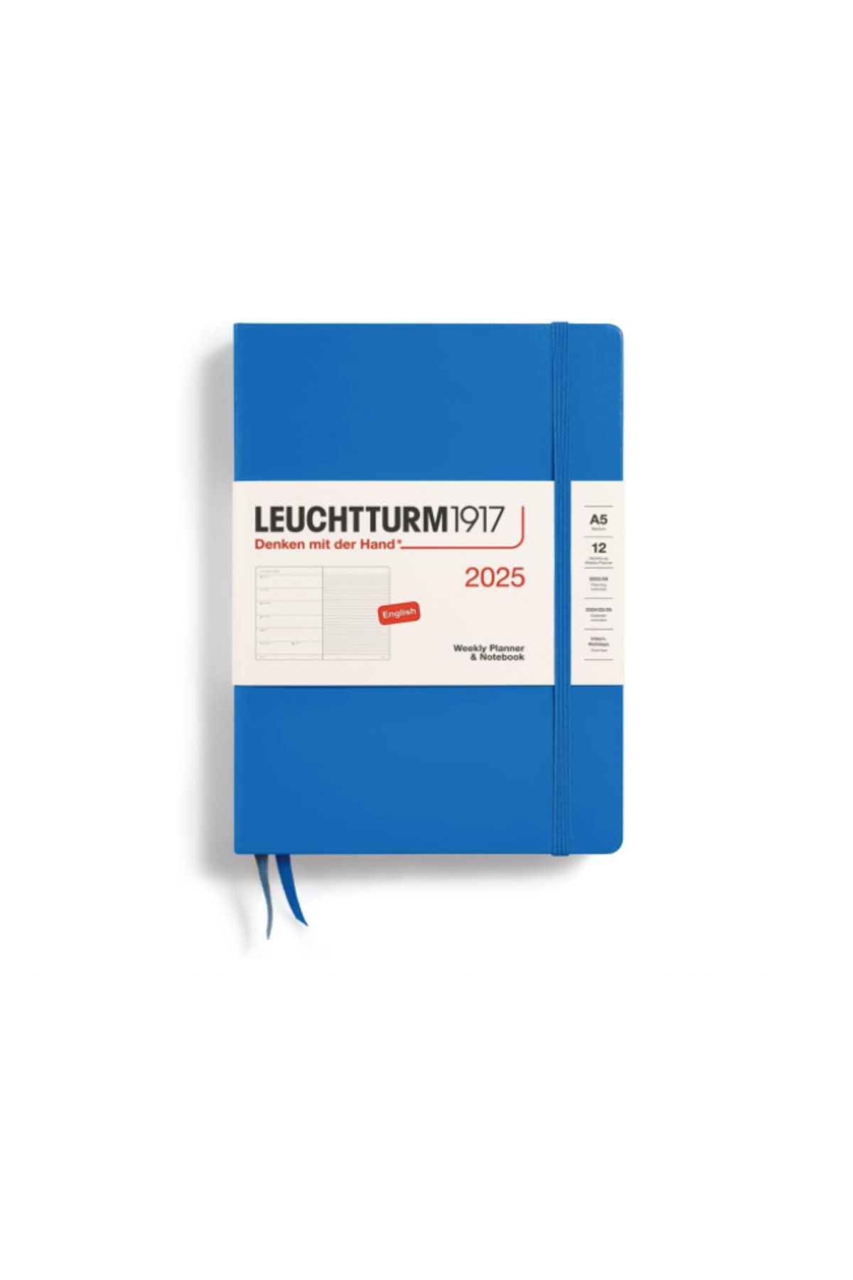 Leuchtturm1917 2025 Haftalık Planlayıcı Ve Not Defteri, Orta Boy (A5), 144 Sayfa, Ingilizce, Çizgili