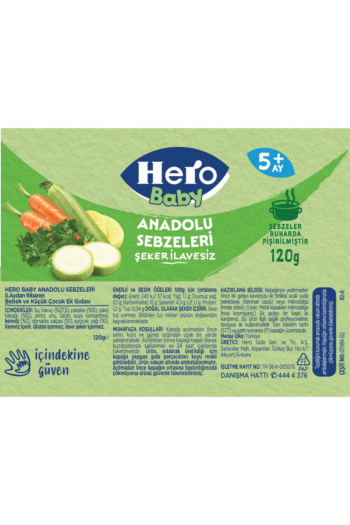 Hero Baby Anadolu Sebzeleri Kavanoz Mama 120g x12 fotoğrafı 7 (önizleme)