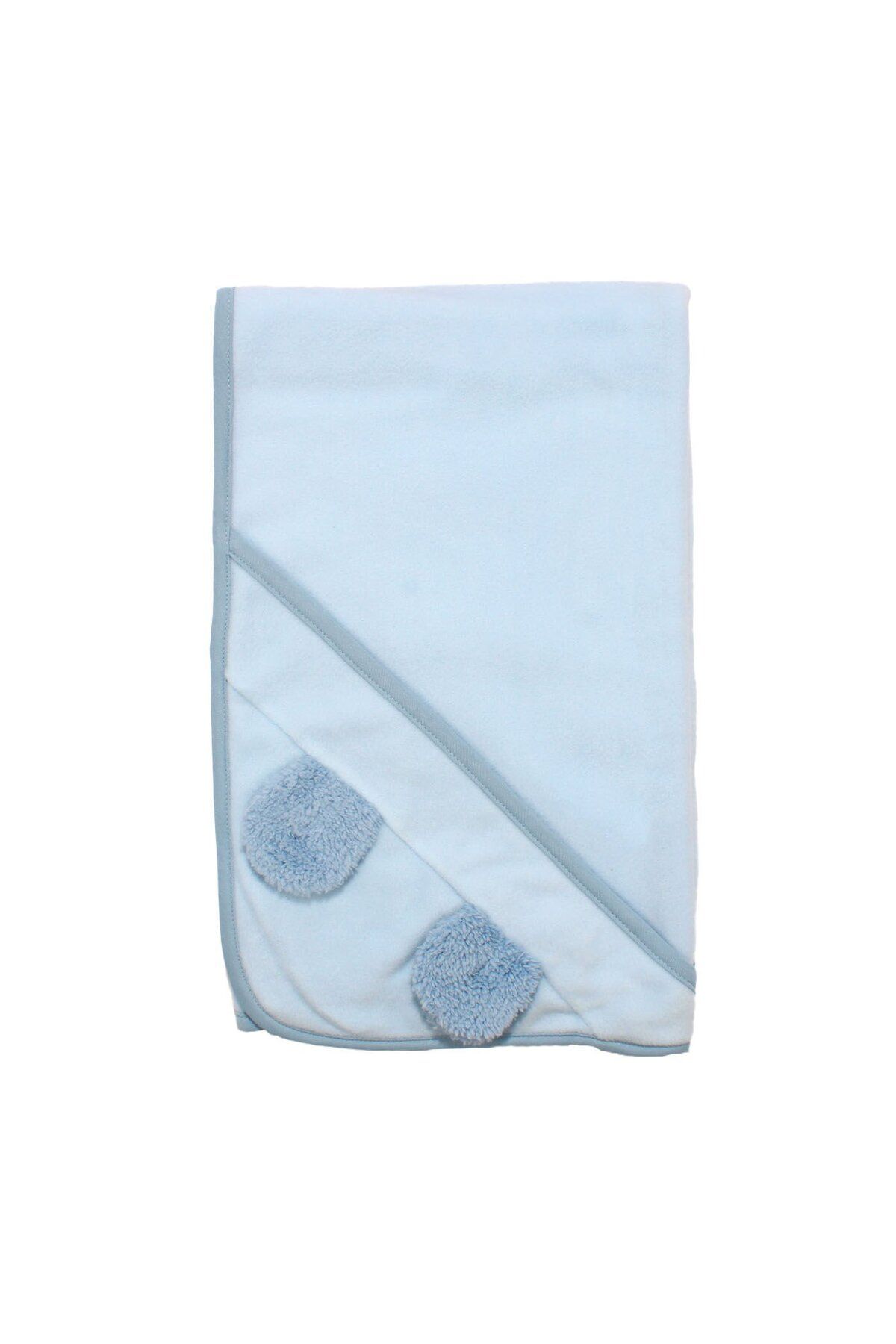 bebegen Unisex Mavi Polar Kulaklı Battaniye 90x90 cm