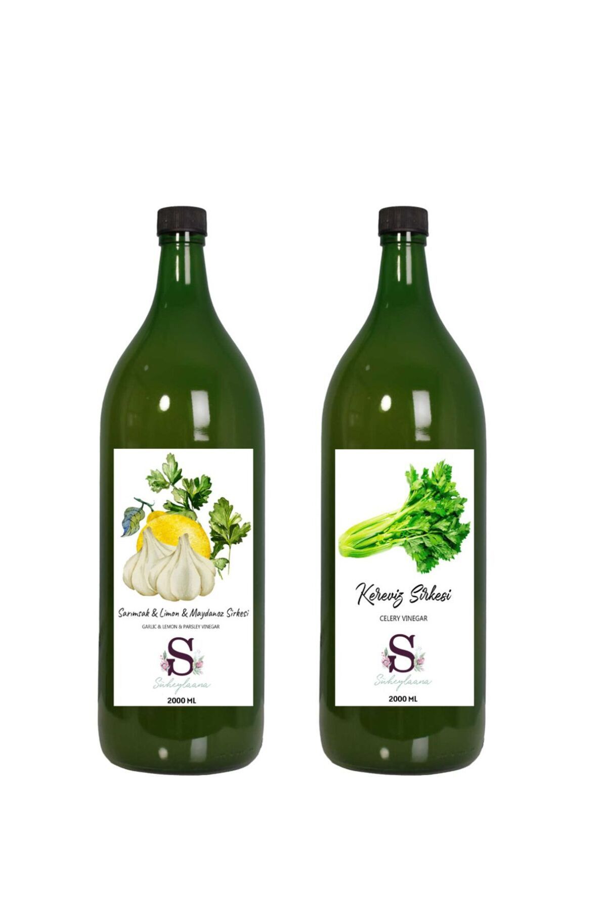 Süheylaana Doğal Sarımsak & Limon & Maydanoz Sirkesi 2000 Ml - Doğal Kereviz Sirkesi 2000 Ml