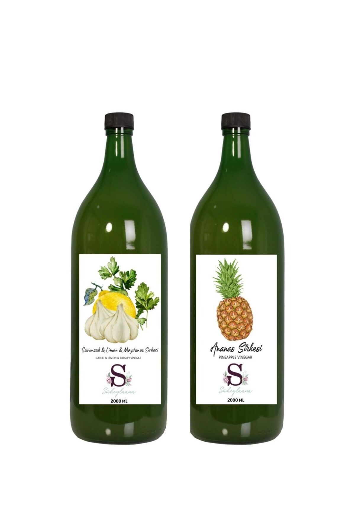 Süheylaana Doğal Sarımsak & Limon & Maydanoz Sirkesi 2000 Ml - Doğal Ananas Sirkesi 2000 Ml