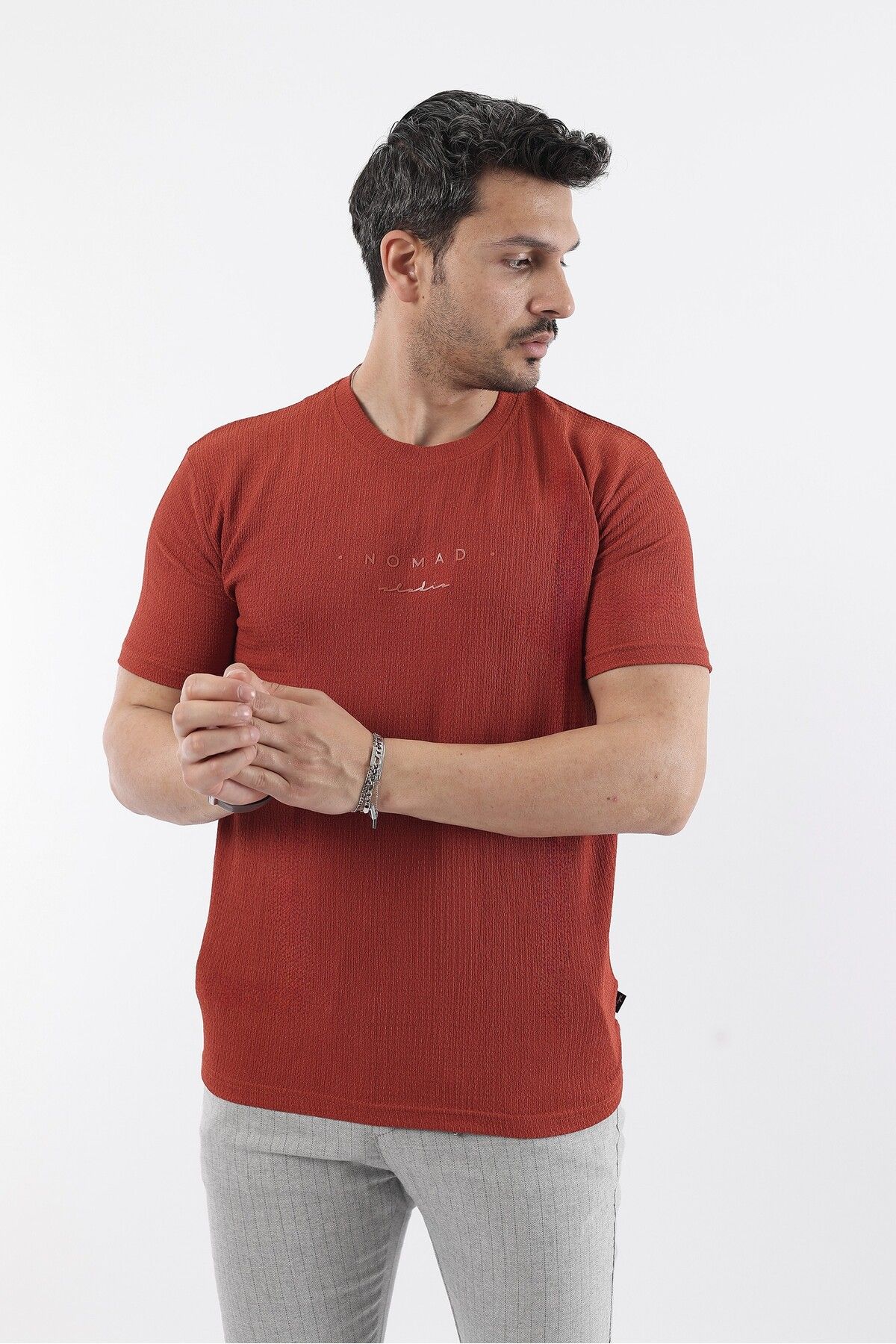 Rodrigo Erkek Slim Fit Dokulu Basic Tişört T-shirt