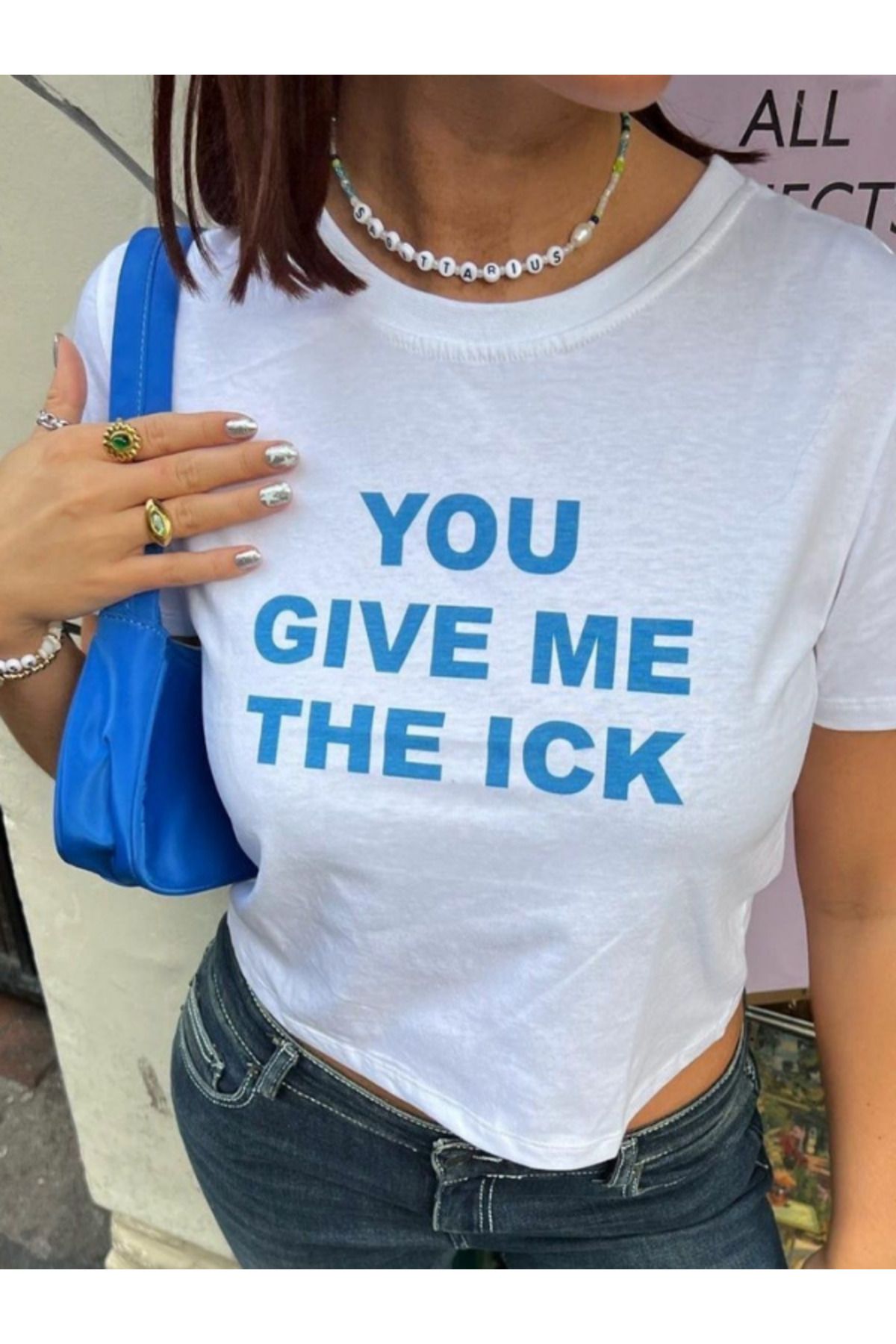 DEEFWEAR DREICH YOU GIVE ME THE ICK BASKILI BEYAZ CROP