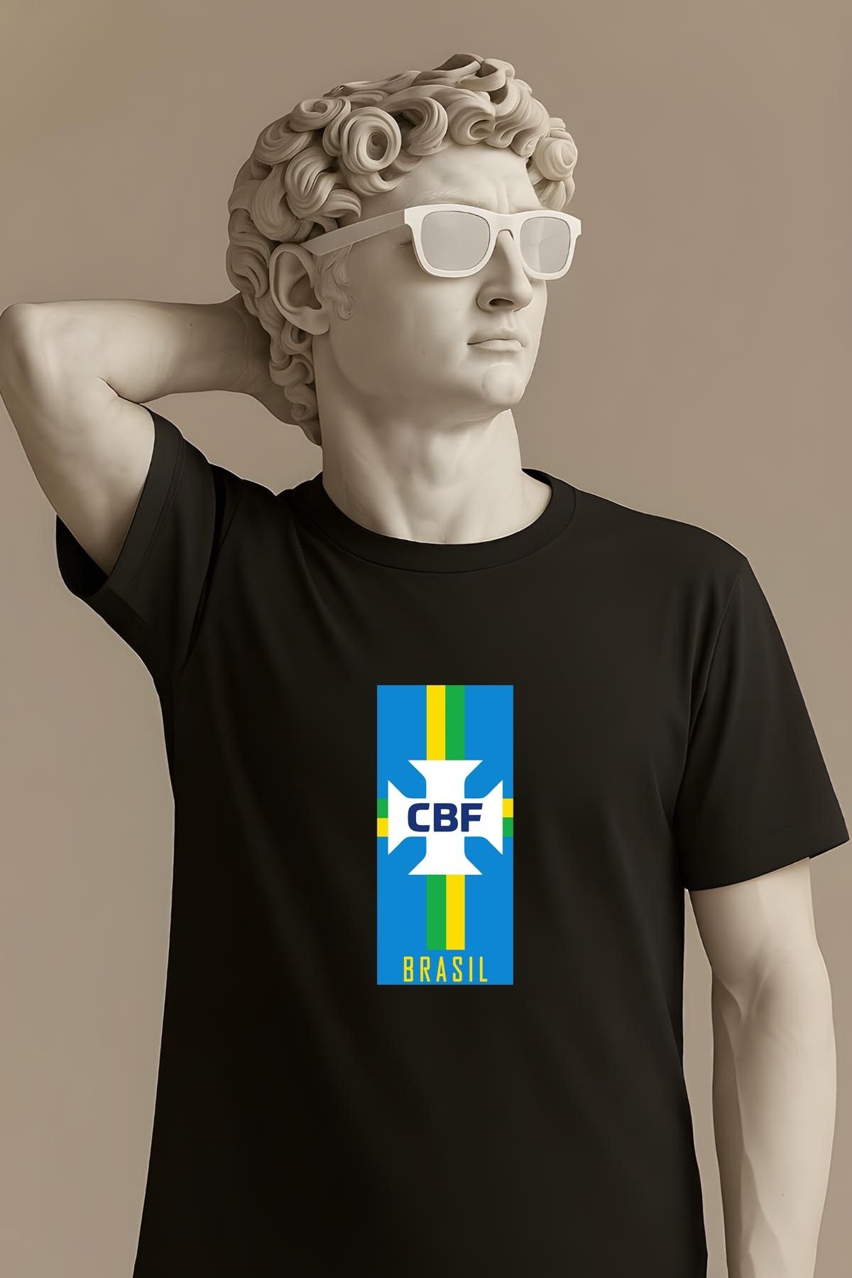 362BASKI Brezilya Milli Takım Minimal Tasarım Logo Baskılı Tshirt