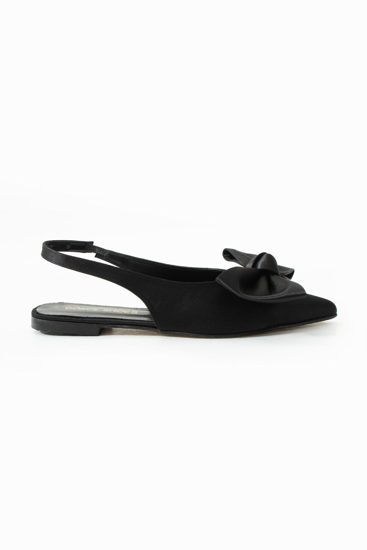Gökçe Shoes Sancha Siyah Saten Fiyonk Detay Kadın Babet Ayakkabı