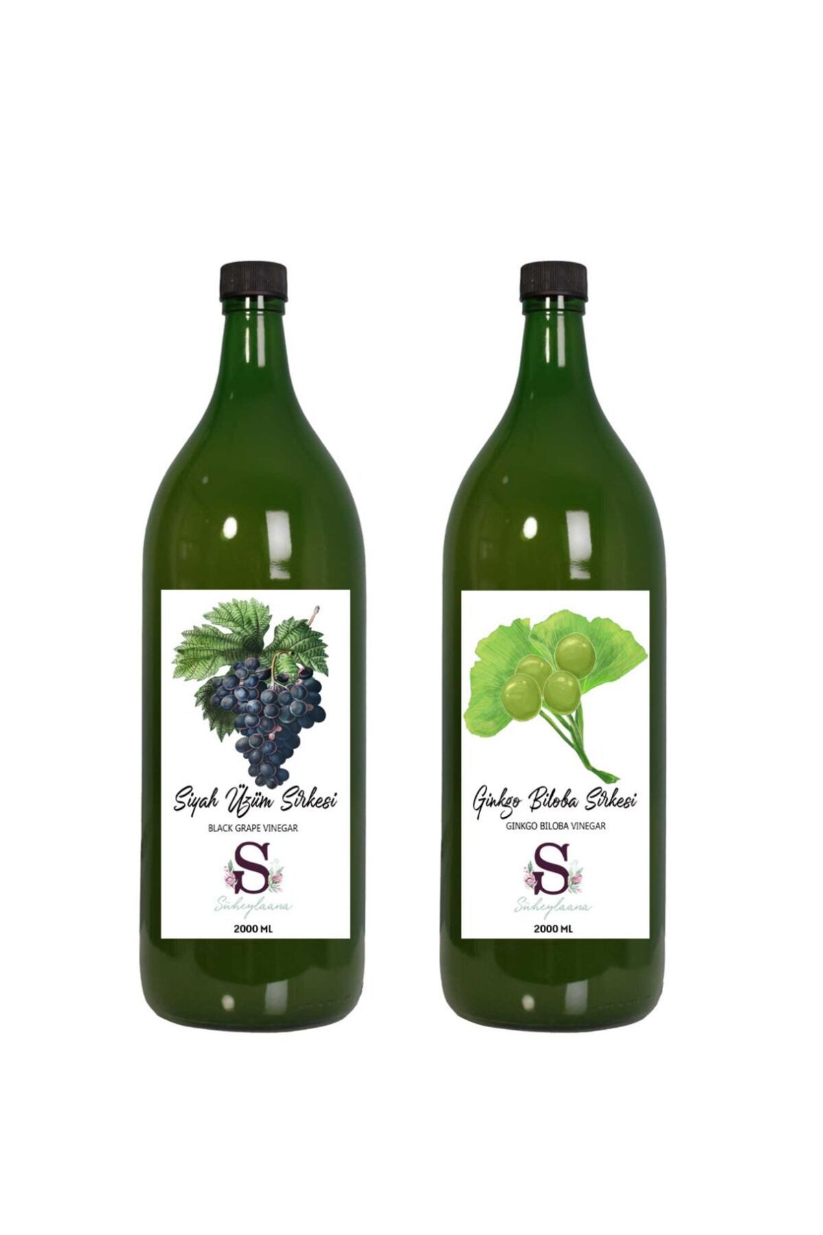 Süheylaana Doğal Siyah Üzüm Sirkesi 2000 Ml - Doğal Ginkgo Biloba Sirkesi 2000 Ml