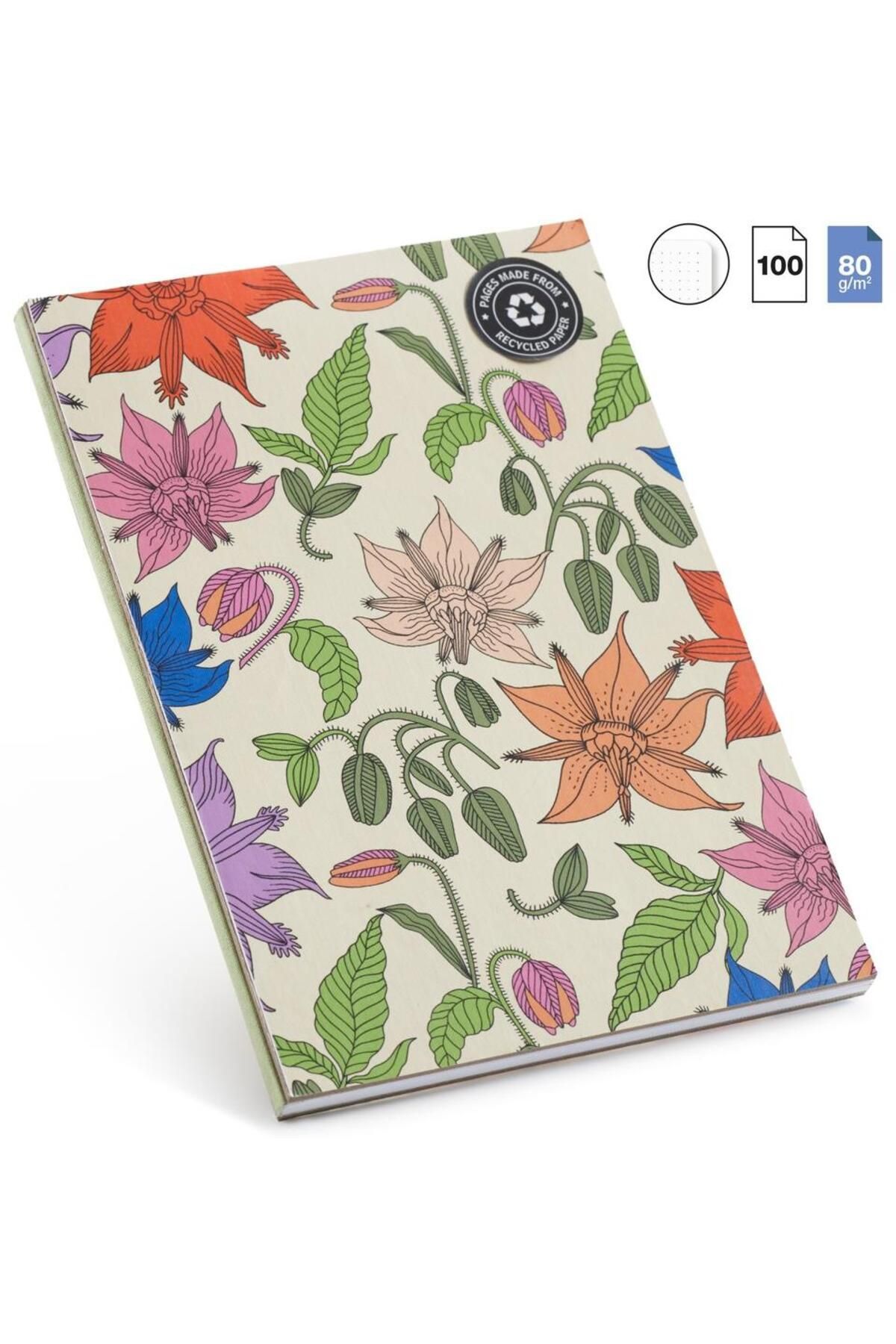 Unmeiprojects Miquelrius A5 Yumuşak Kapak Noktalı Vintage Lily Defter