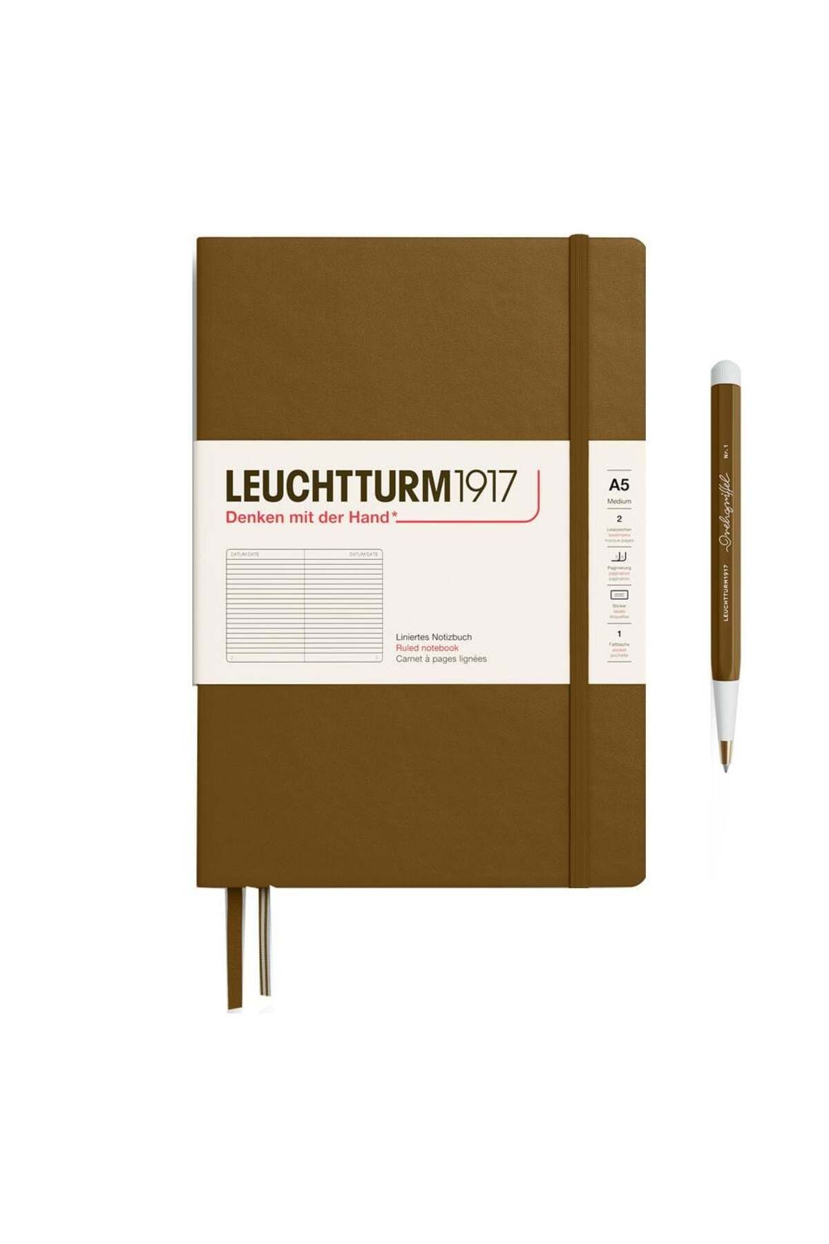 Leuchtturm1917 2025 Colors Orta Boy (A5), Sert Kapak, 251 Sayfa, Çizgili Defter Spice Brown 372198