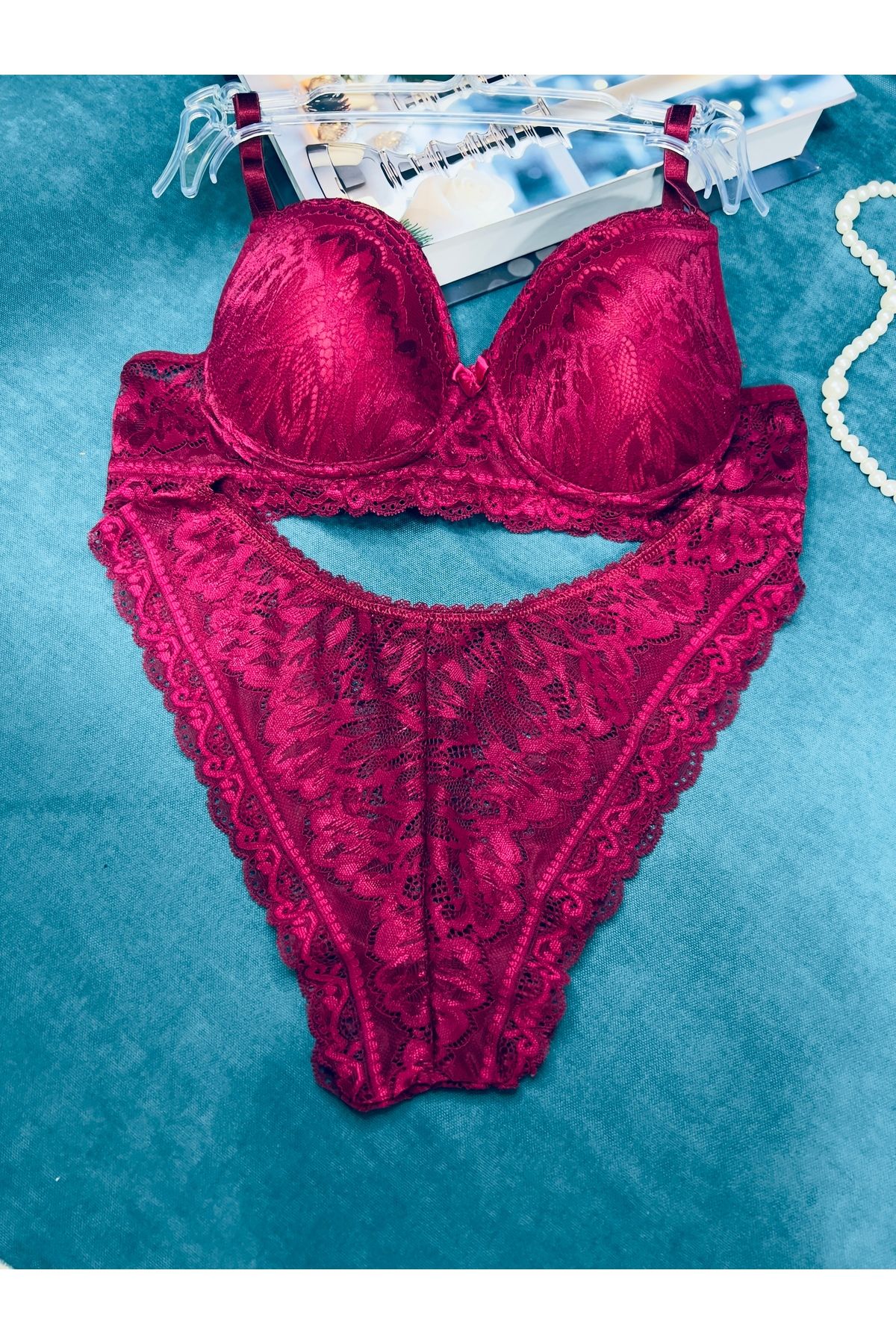 Butik Dantelli 2'li Südyen Takım Beyaz