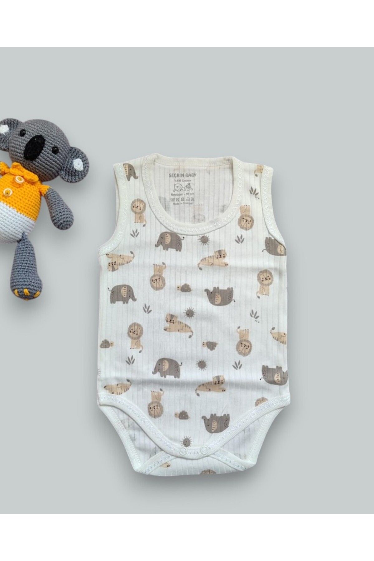 MINNOOSH BABY Desenli Çıtçıtlı Üçlü %100 Organik Pamuklu Bebek Zıbın