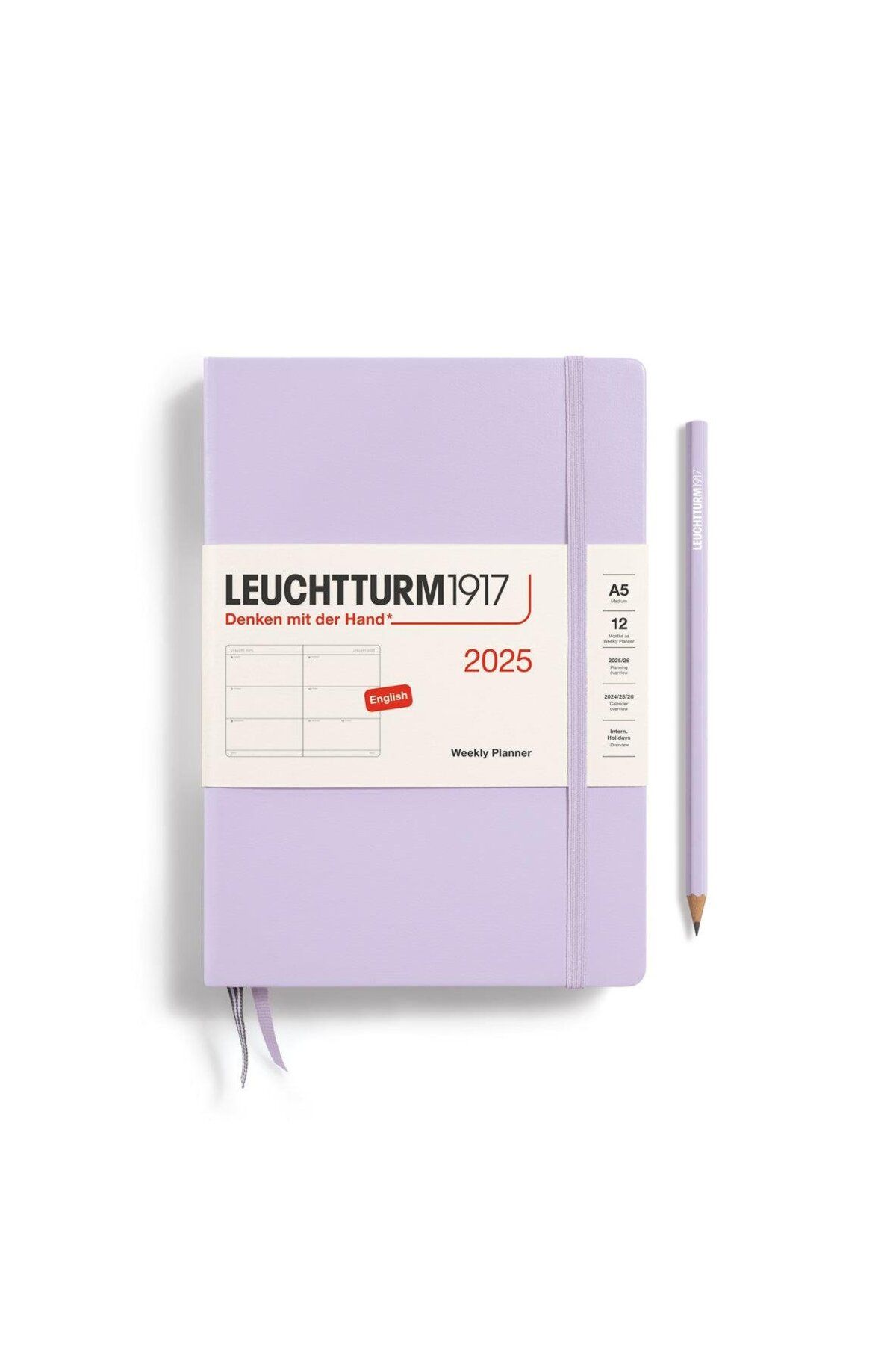 Leuchtturm1917 2025 Haftalık Planlayıcı, Orta Boy (A5), 144 Sayfa, Ingilizce, Lilac 370769