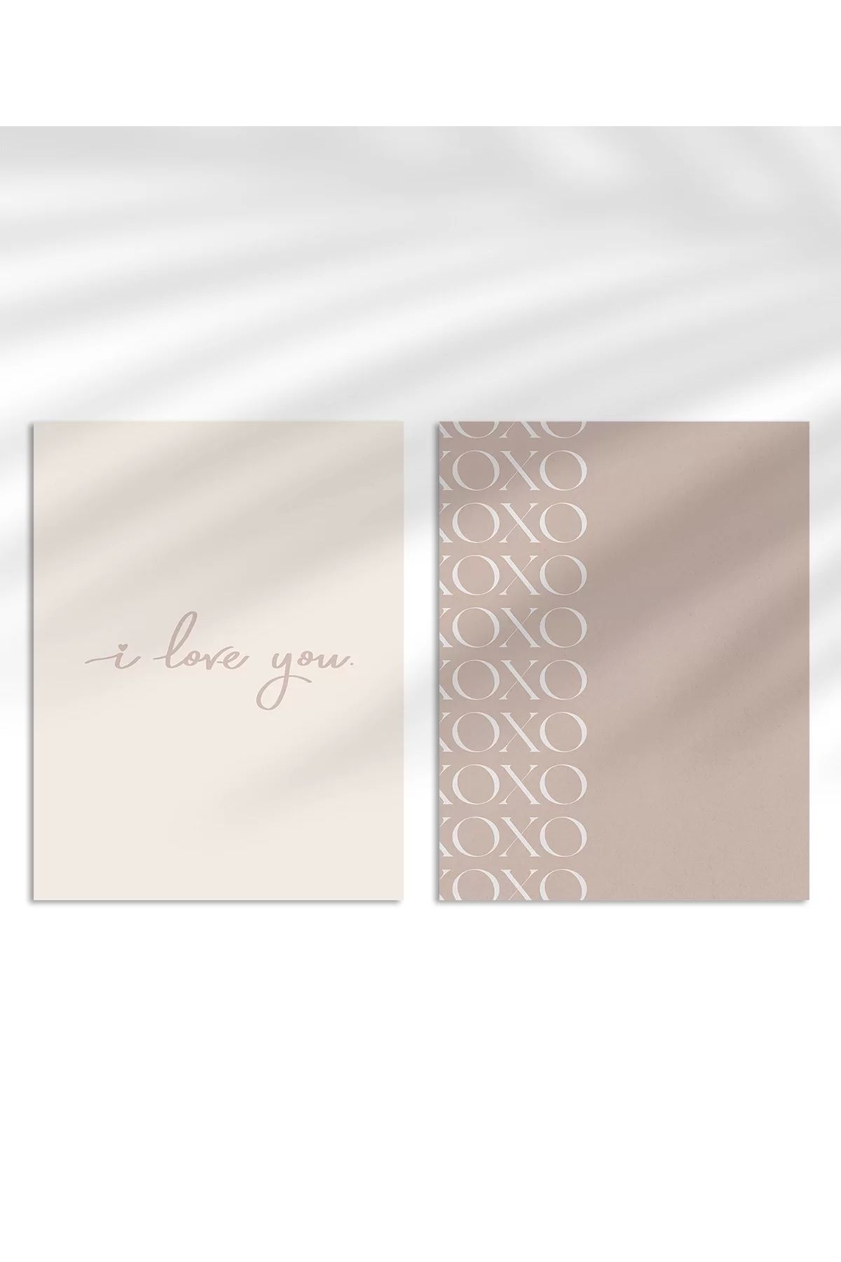 VOGLOO Çerçevesiz Poster I Love You ve XOXO Minimal Set