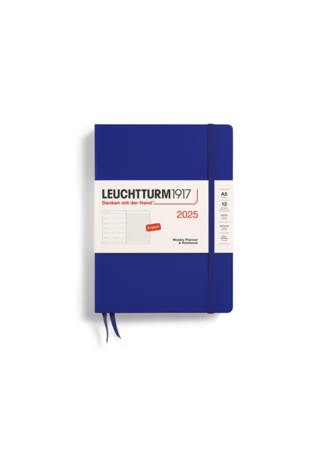 Leuchtturm1917 2025 Haftalık Planlayıcı Ve Not Defteri, Orta Boy (A5), 144 Sayfa, Ingilizce, Çizgili