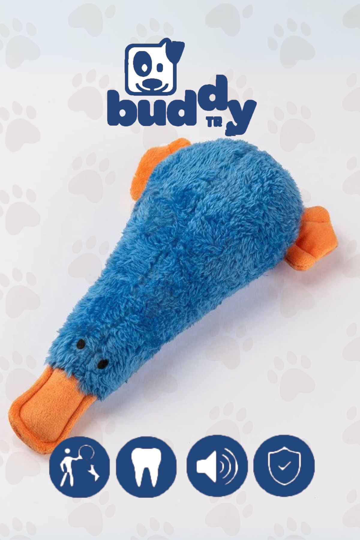 buddyTR Soft Touch Peluş Mavi Ördek - Güçlü Çenelere Dayanıklı
