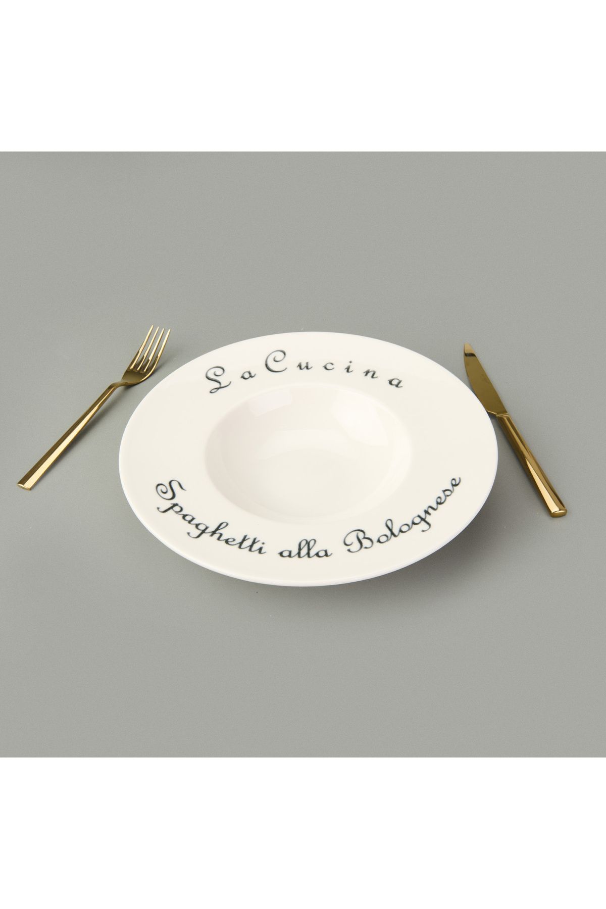 Evidea Kitchen La Luciana Porselen Makarna Tabağı - Siyah / Krem - 26 cm