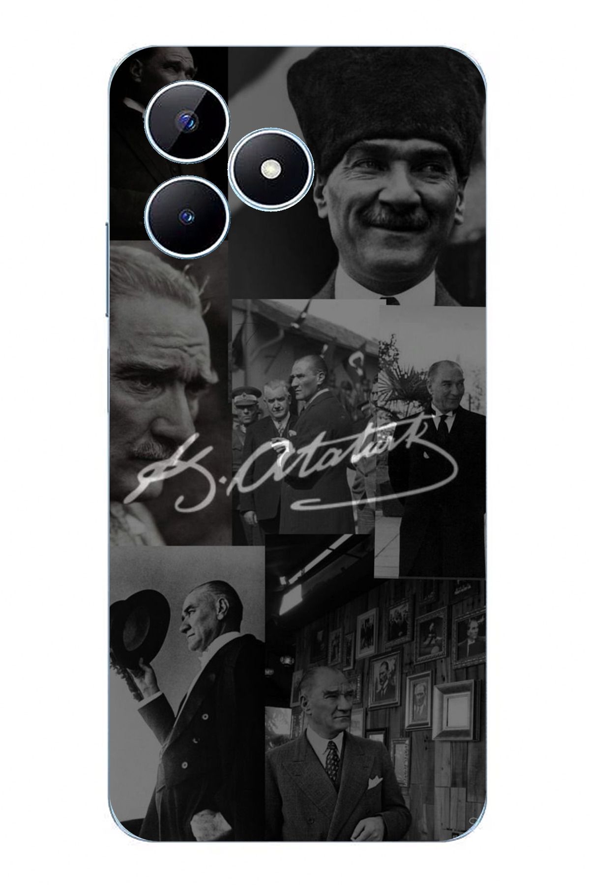 TechTree Realme Note 50 Uyumlu Kemal Atatürk İmza Şeffaf Silikon Kılıf