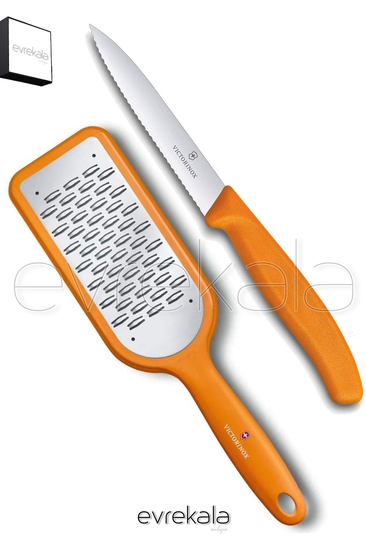 Victorinox Evrekala Rende ve Bıçak Seti Victorinox Turuncu Kitchen Set -Yetkili Evrekala- Yeni Seri