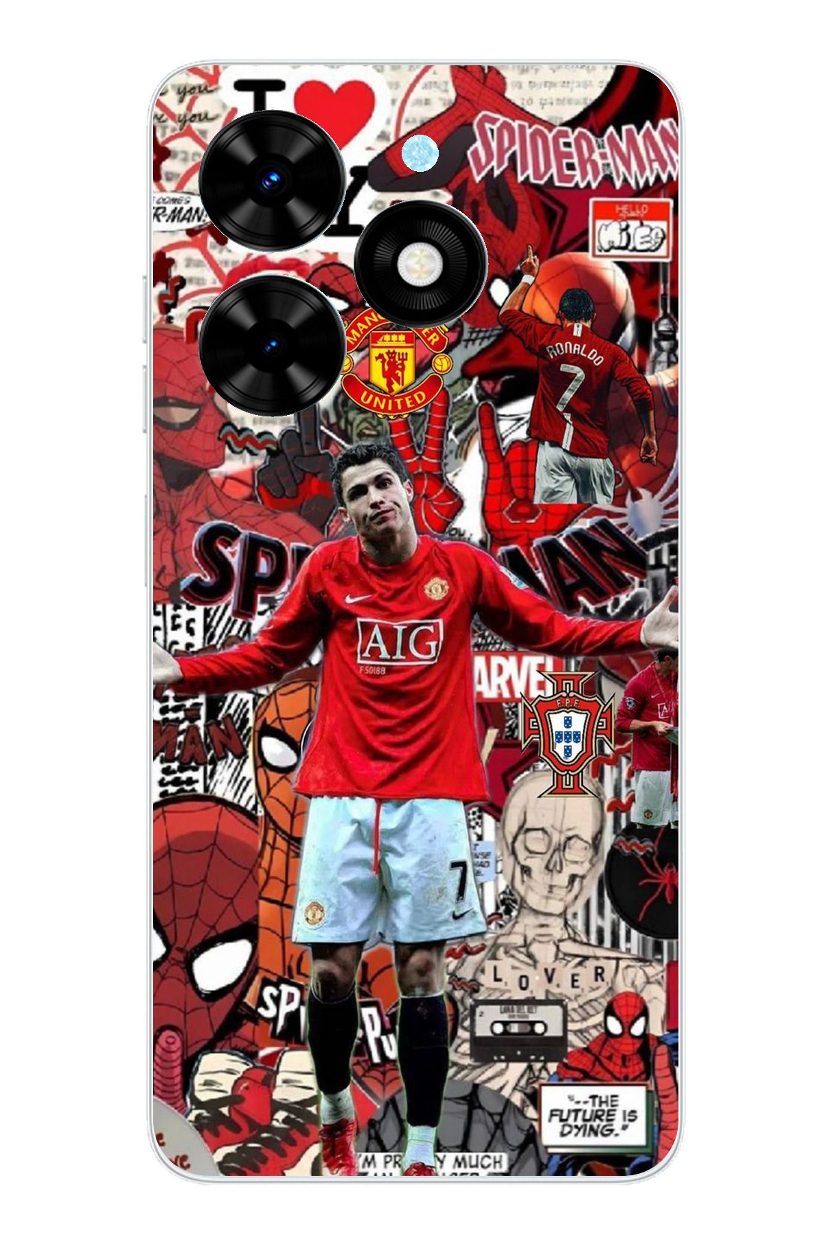 TechTree Tecno Spark Go 2024 Uyumlu Kırmızı Şeytanlar Ronaldo Tasarımlı Şeffaf Silikon Kılıf